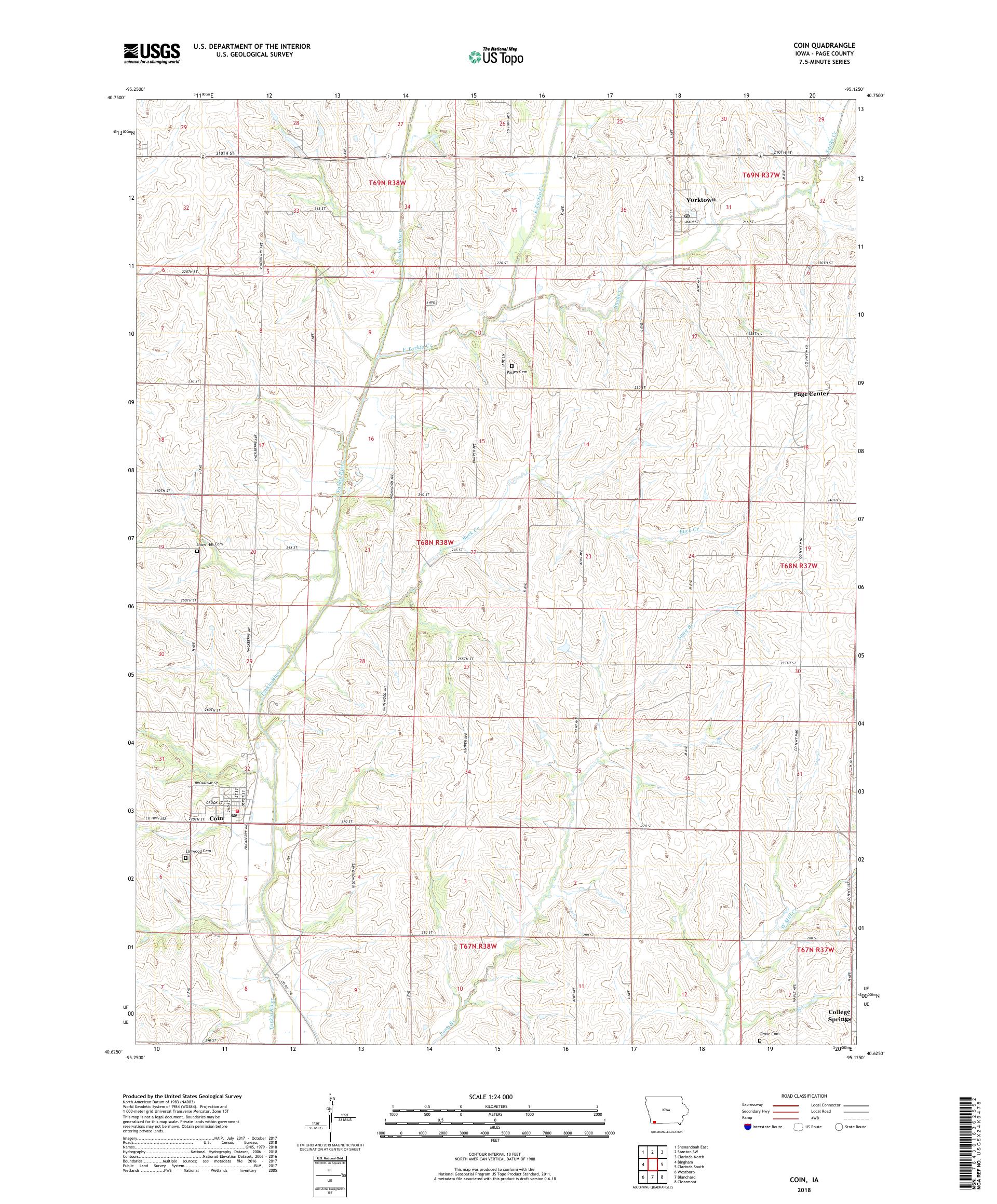 Coin Iowa US Topo Map – MyTopo Map Store