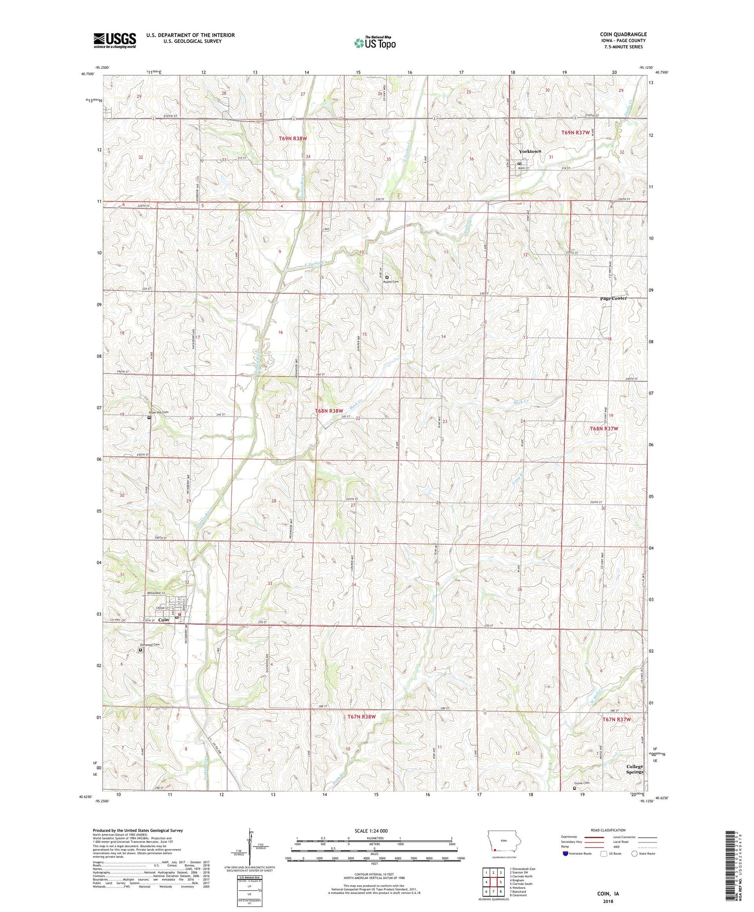 Coin Iowa US Topo Map Image