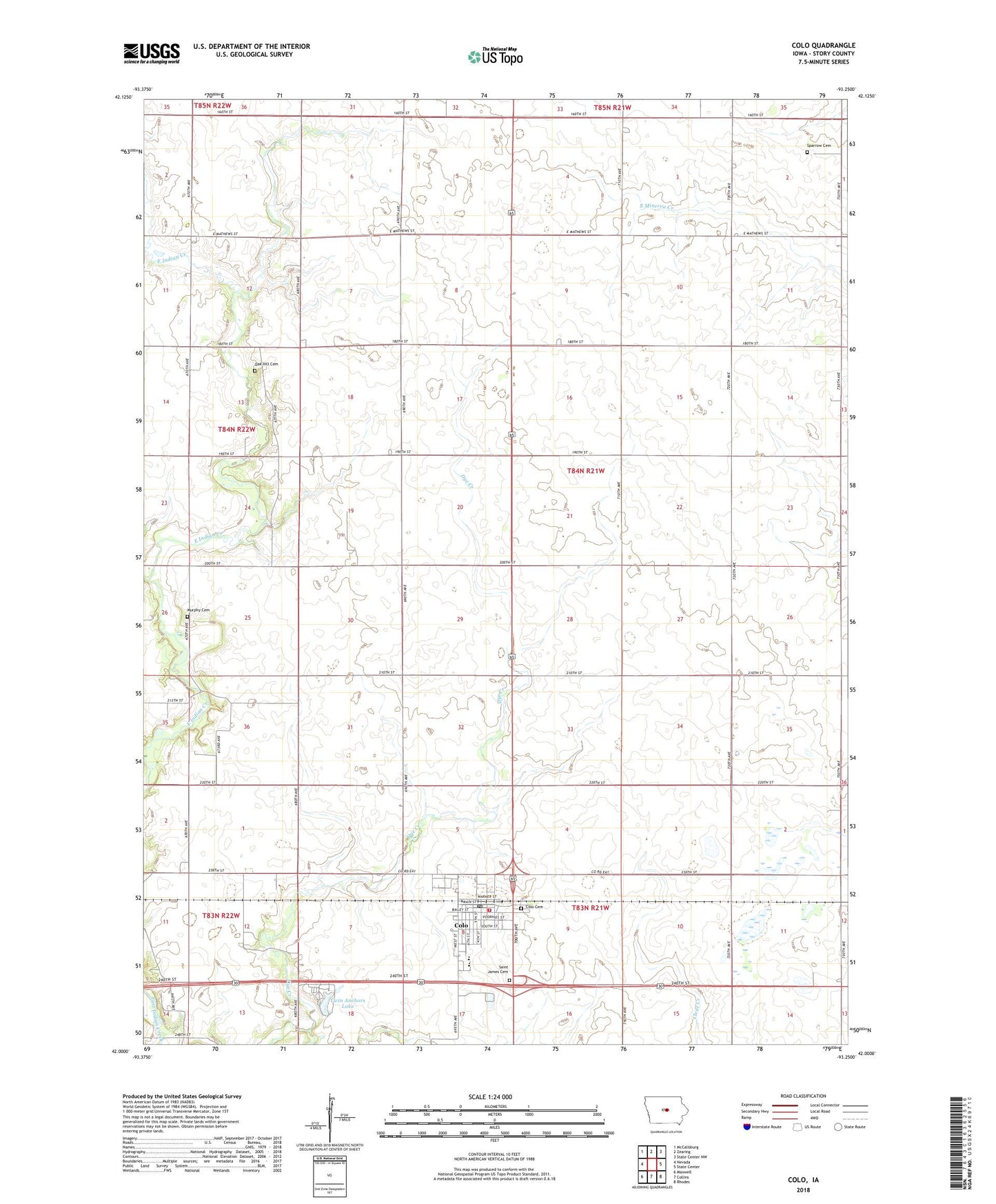 Colo Iowa US Topo Map Image