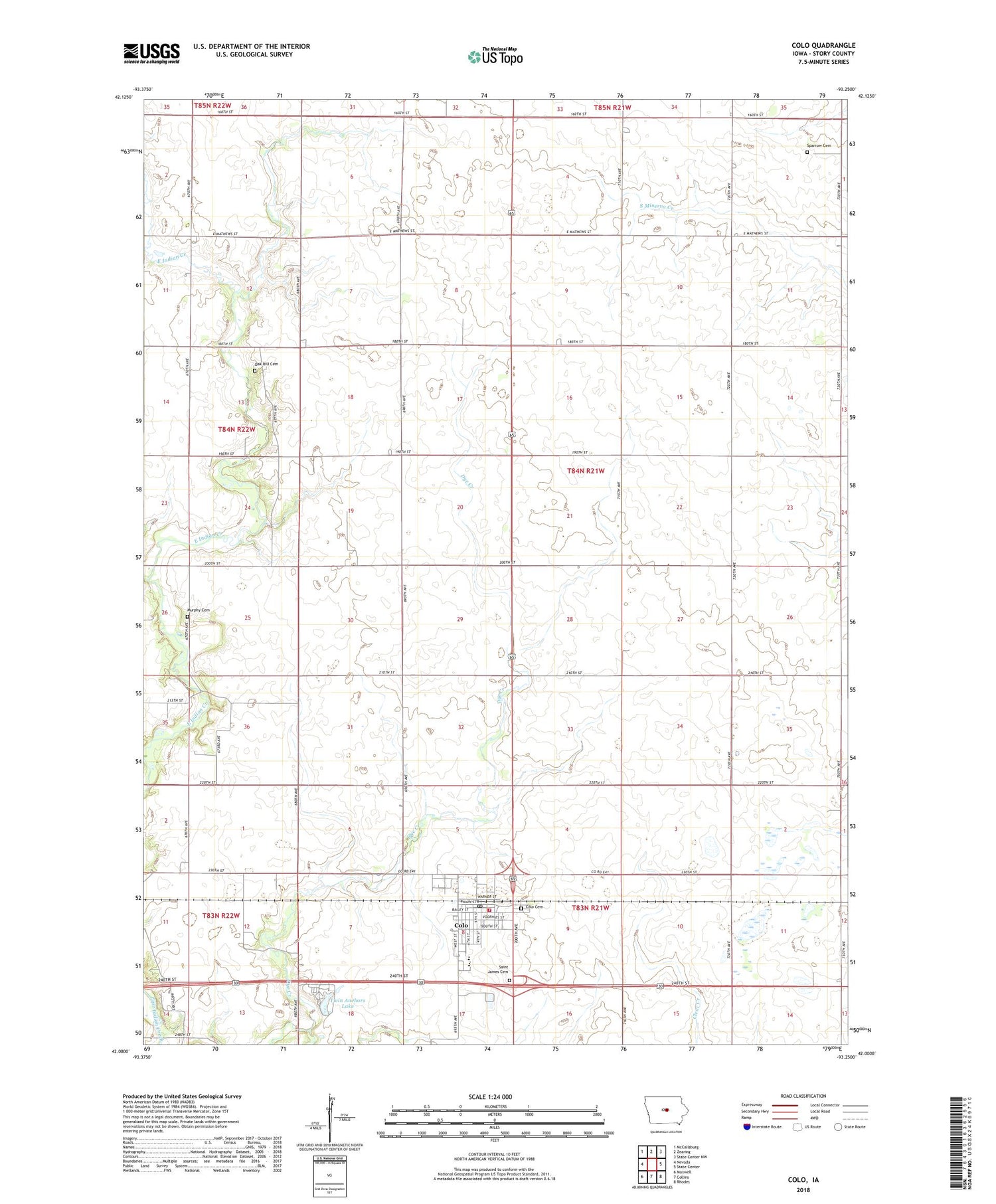 Colo Iowa US Topo Map Image