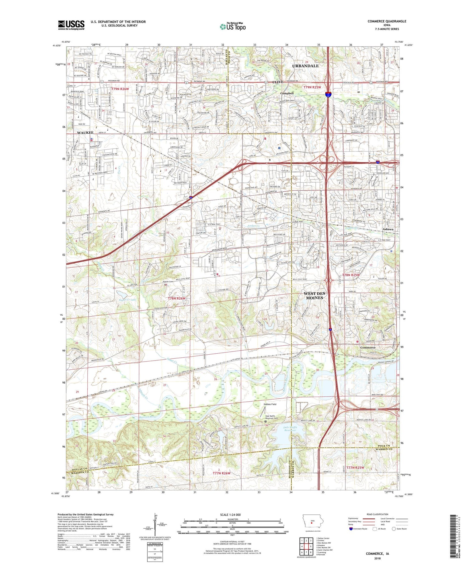 Commerce Iowa US Topo Map Image