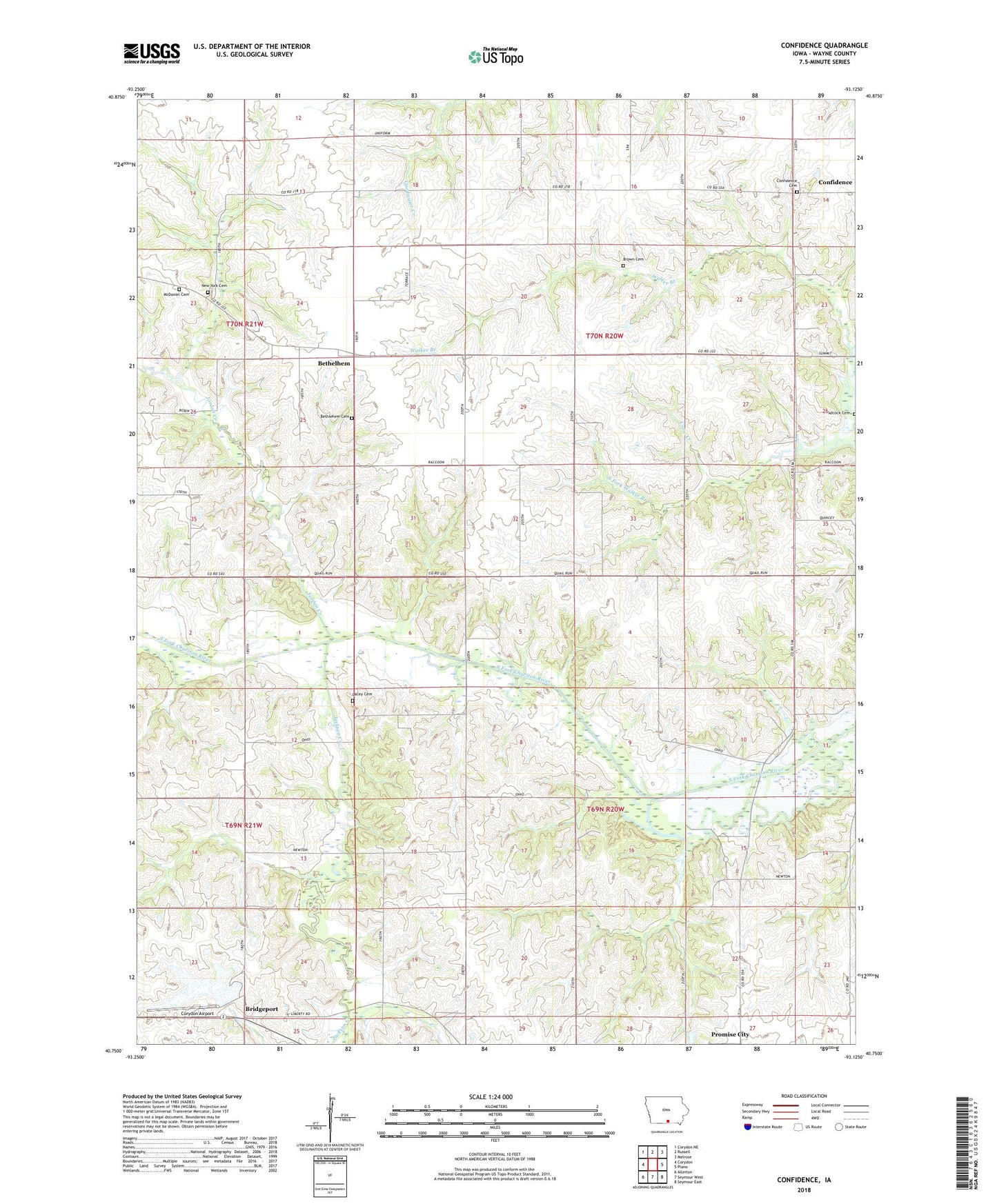 Confidence Iowa US Topo Map Image
