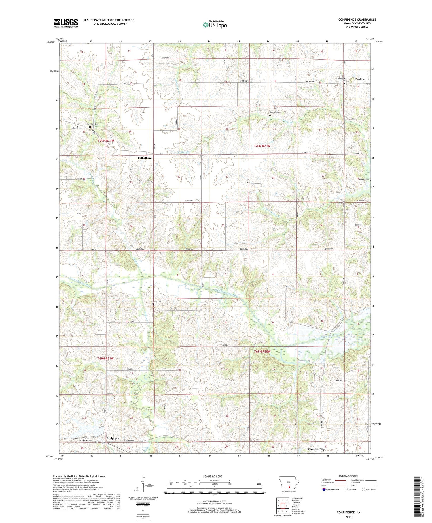 Confidence Iowa US Topo Map Image