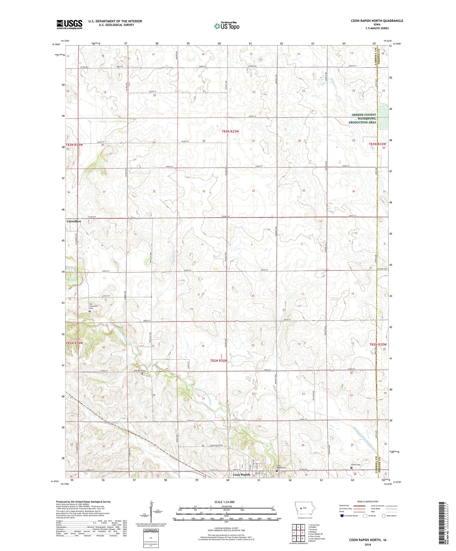Coon Rapids North Iowa US Topo Map Image