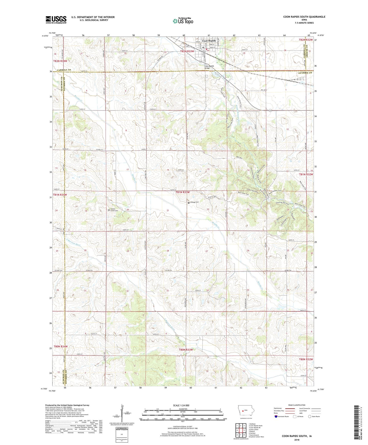 Coon Rapids South Iowa US Topo Map Image
