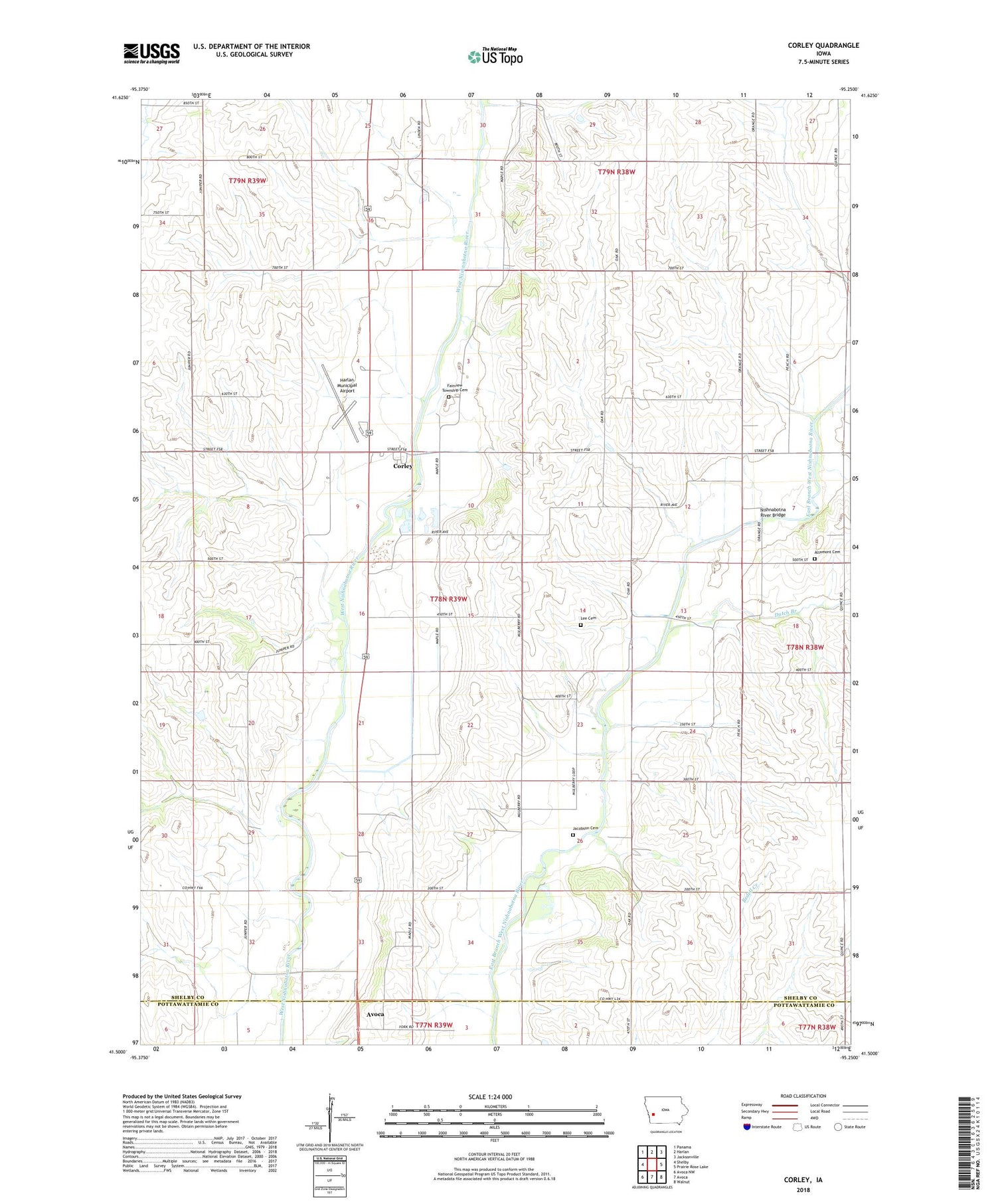 Corley Iowa US Topo Map Image