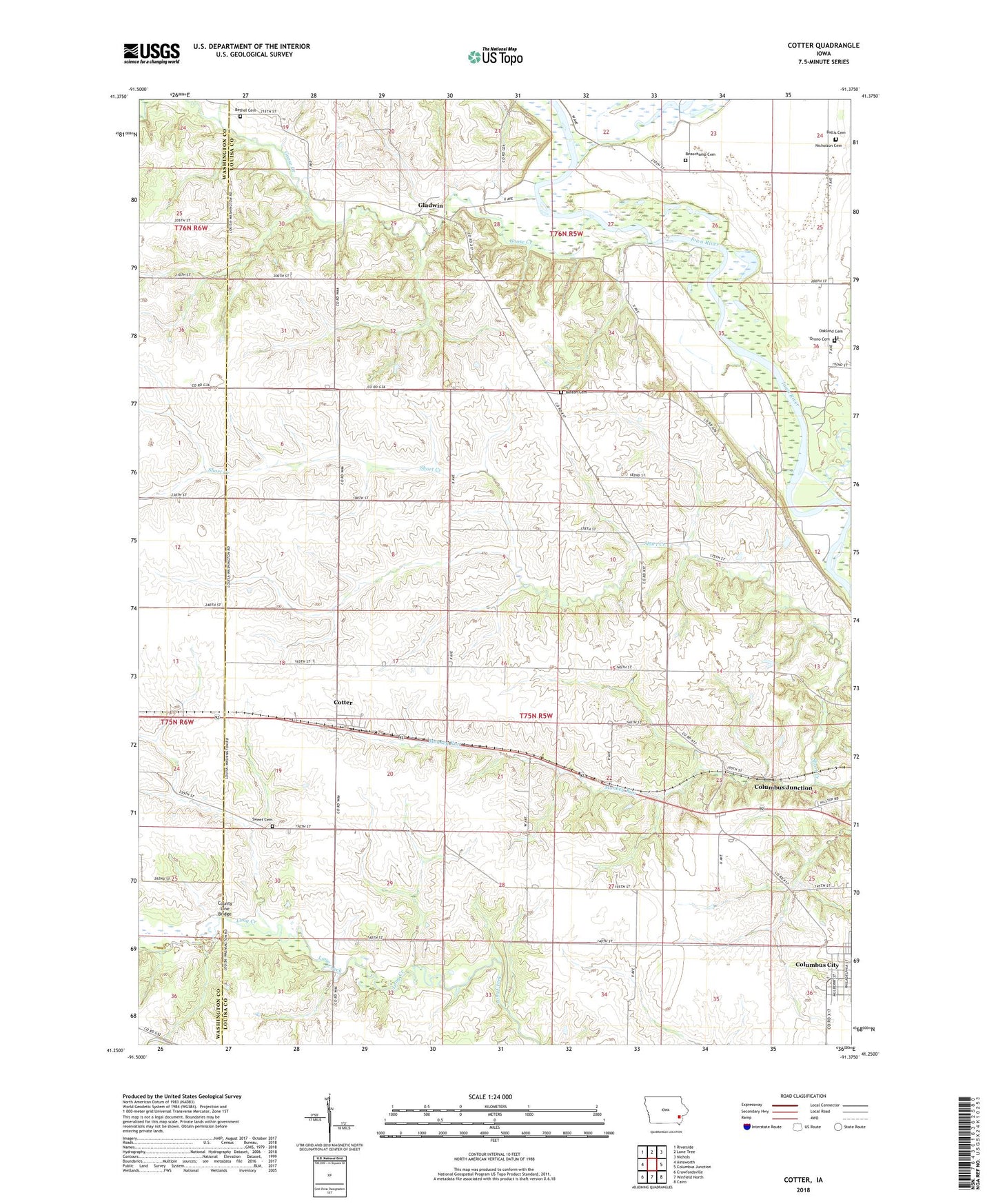 Cotter Iowa US Topo Map Image