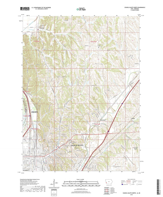 Council Bluffs North Iowa US Topo Map Image