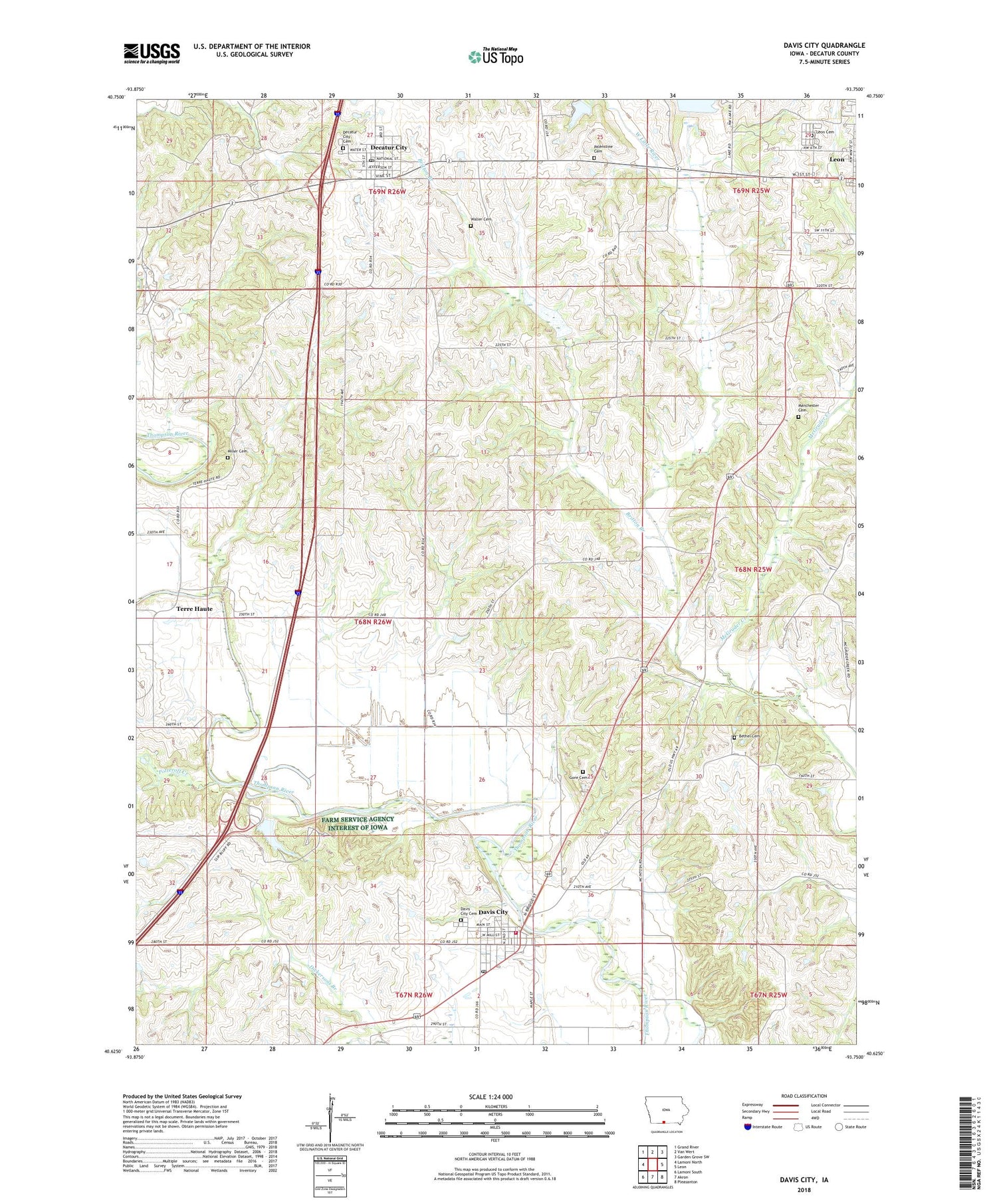 Davis City Iowa US Topo Map Image