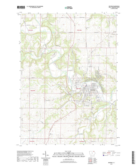 Decorah Iowa US Topo Map Image