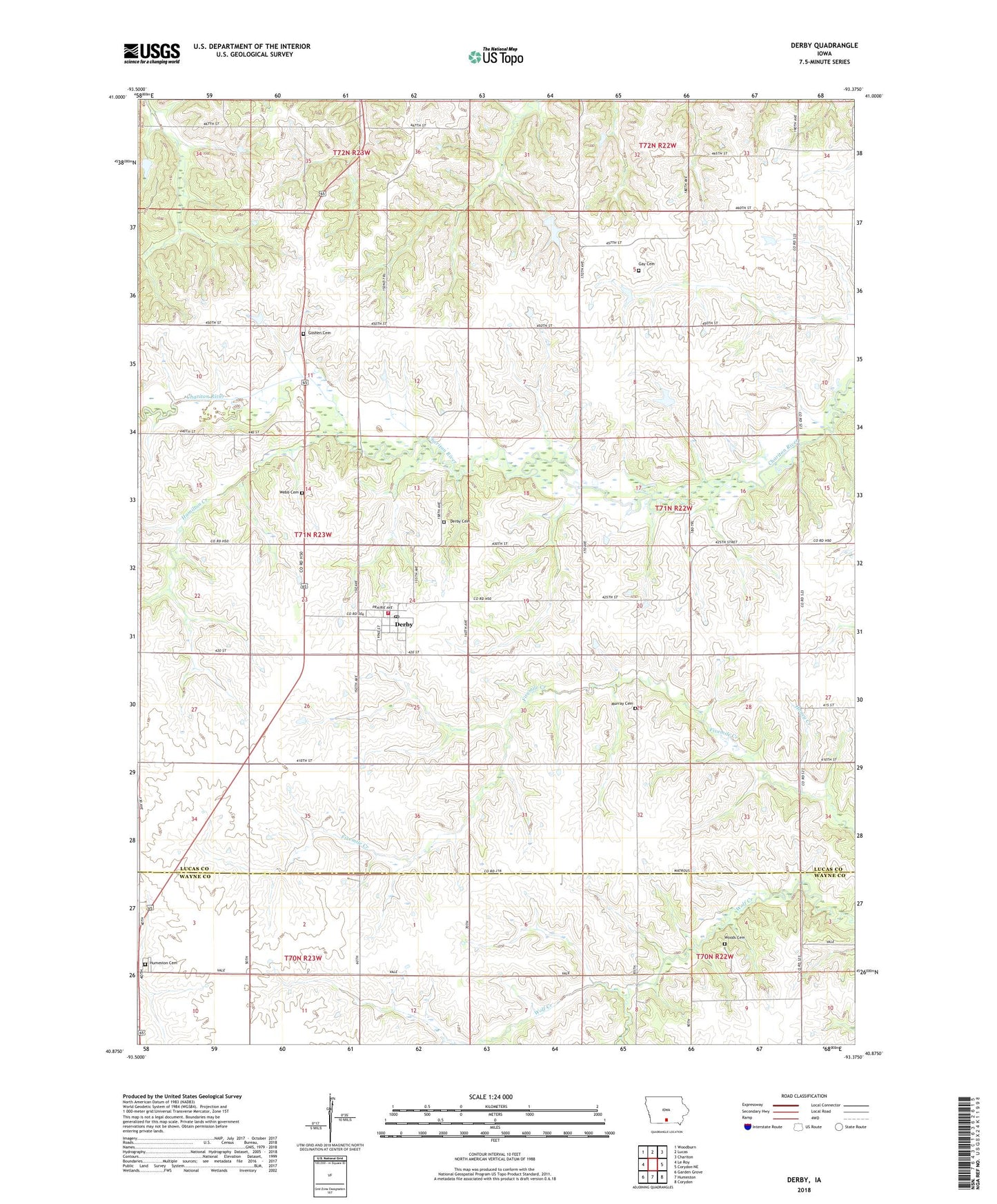 Derby Iowa US Topo Map Image