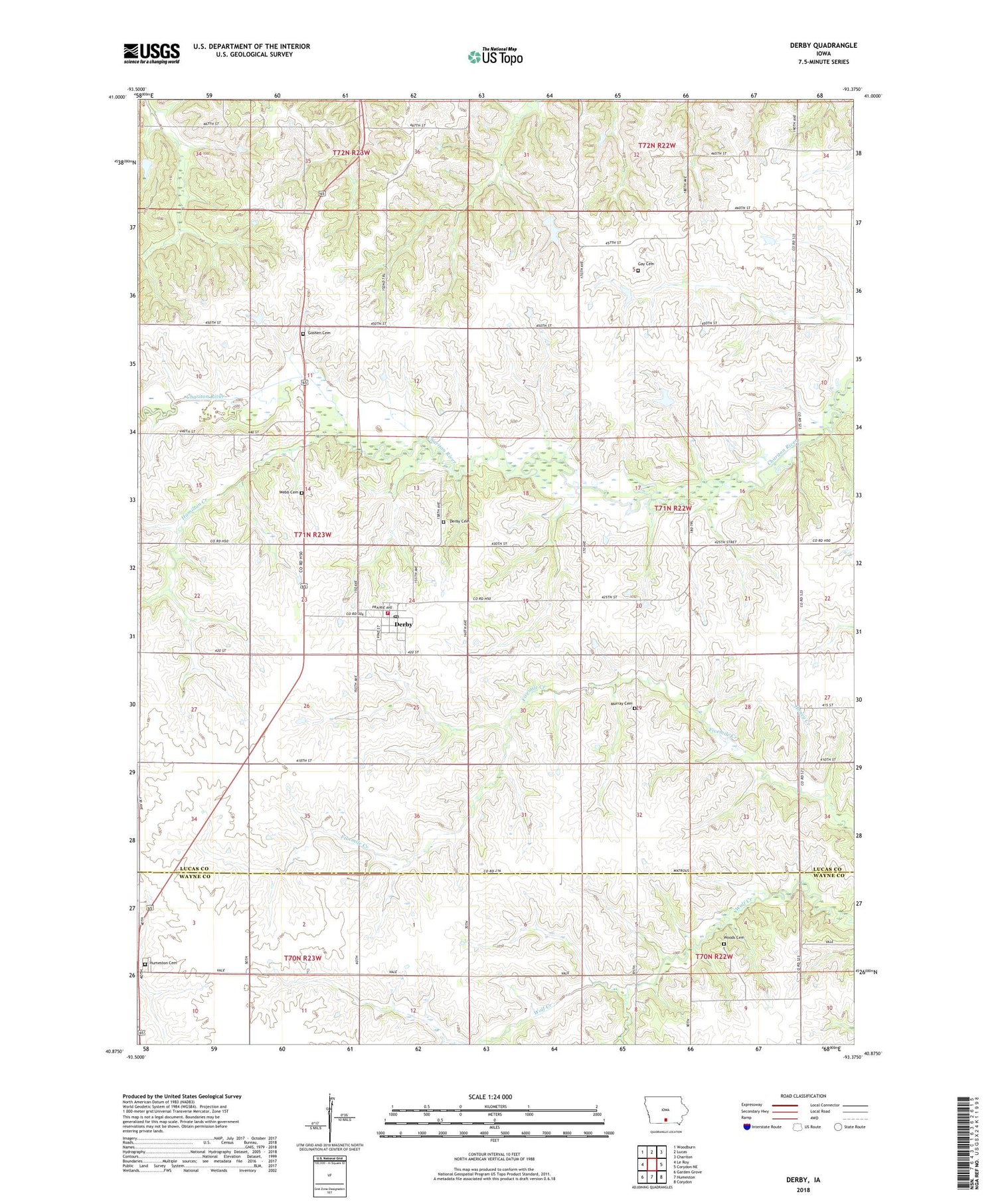 Derby Iowa US Topo Map Image