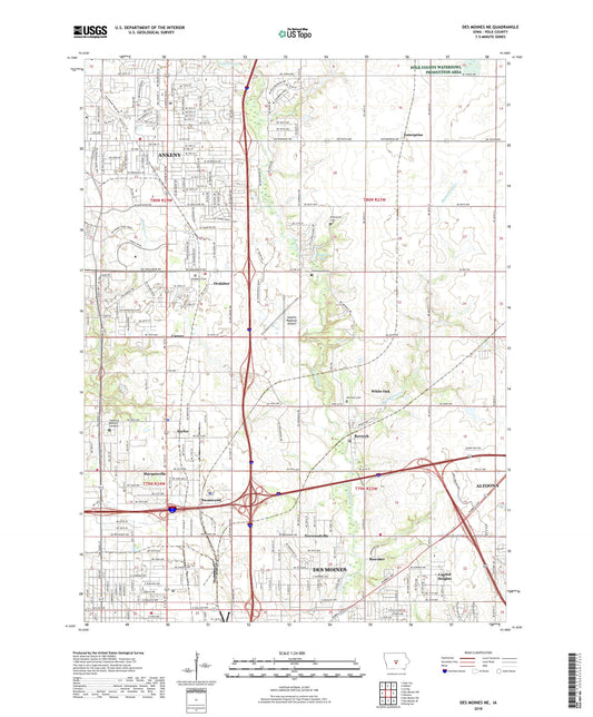 Des Moines NE Iowa US Topo Map Image
