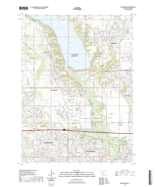 Des Moines NW Iowa US Topo Map Image