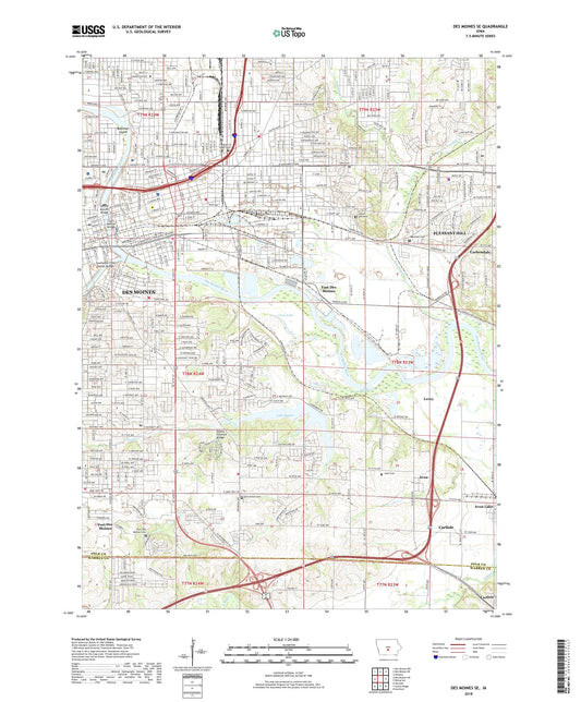 Des Moines SE Iowa US Topo Map Image