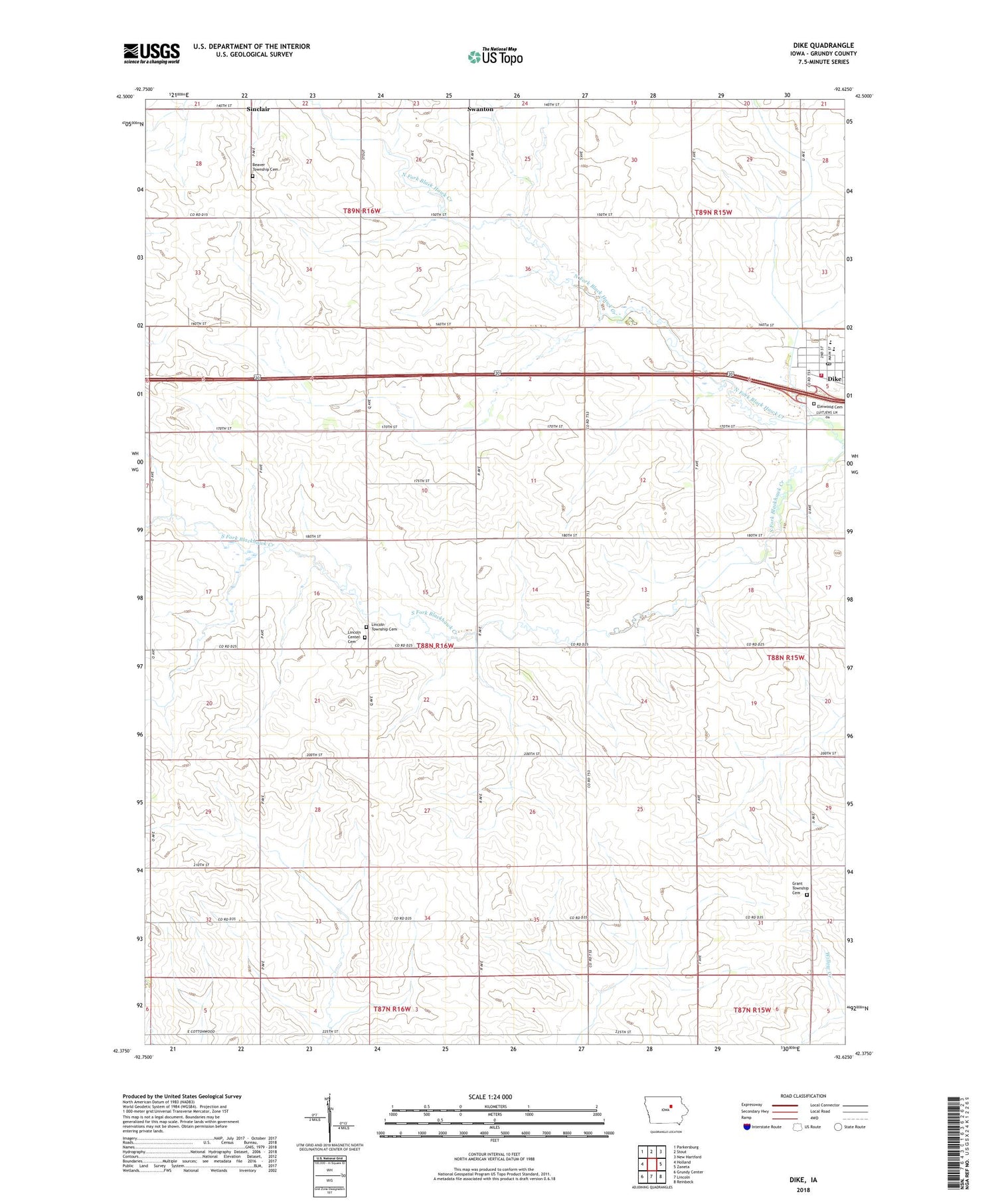 Dike Iowa US Topo Map Image