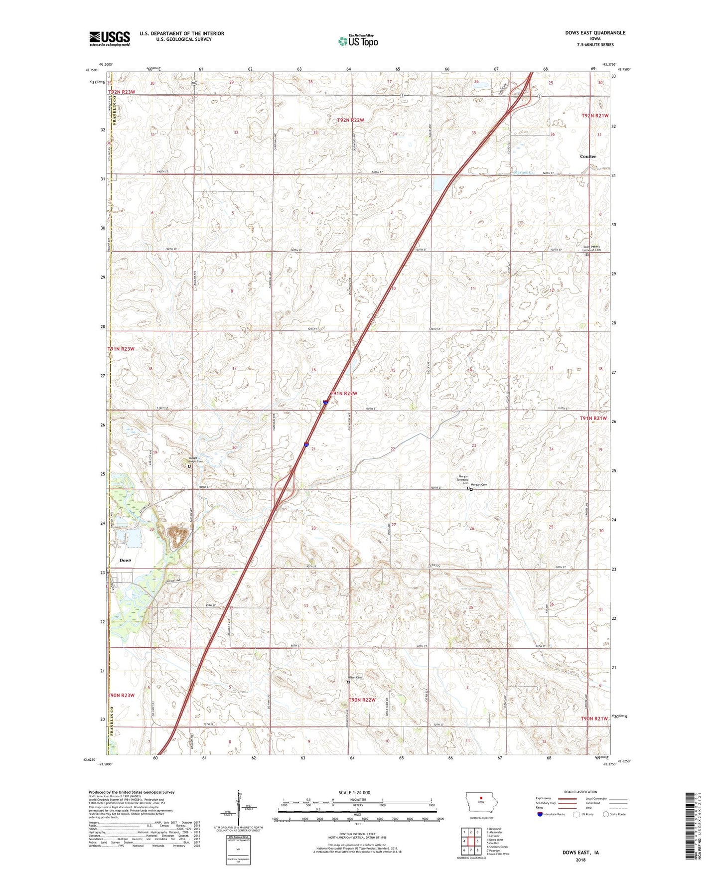 Dows East Iowa US Topo Map Image