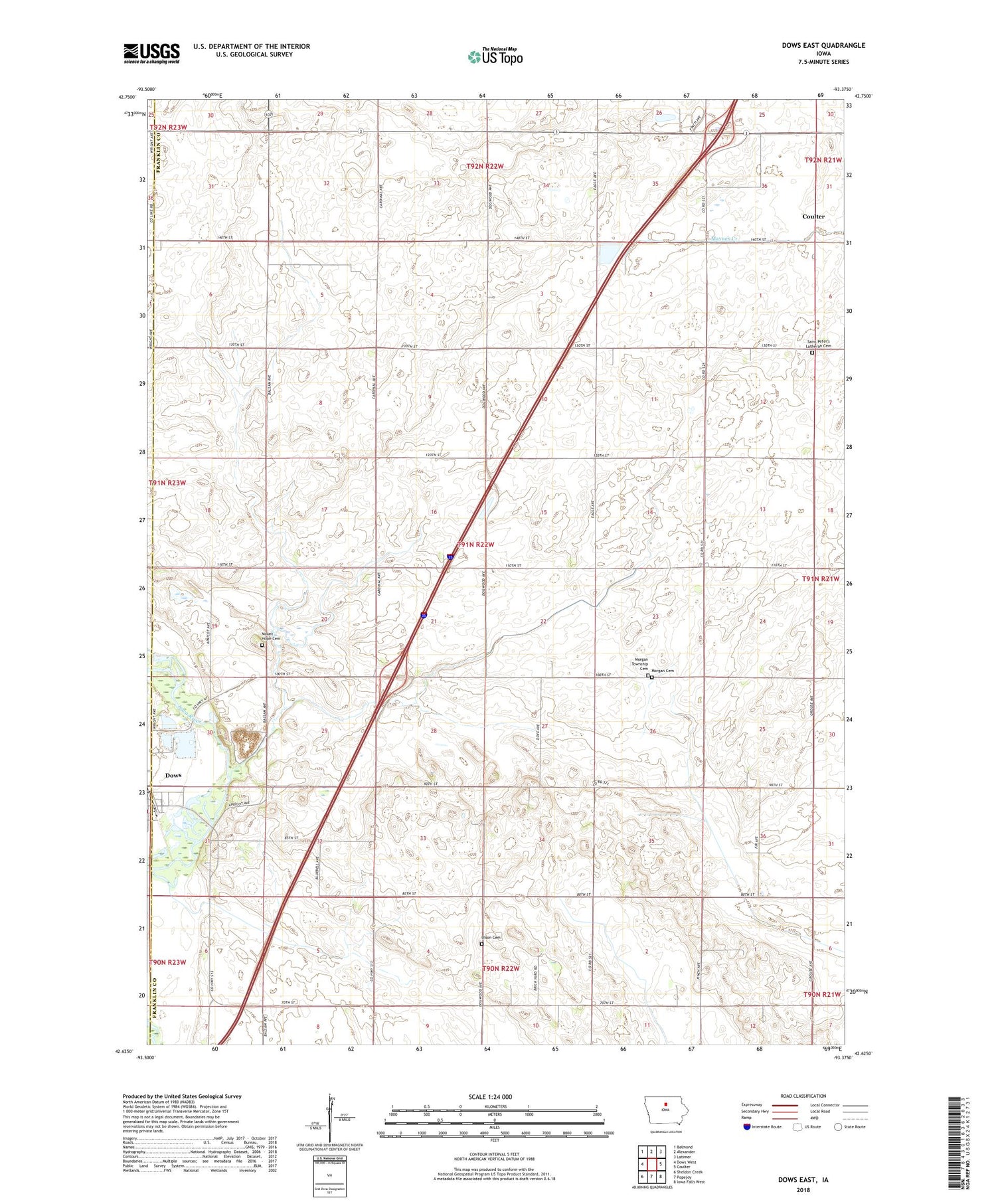 Dows East Iowa US Topo Map Image