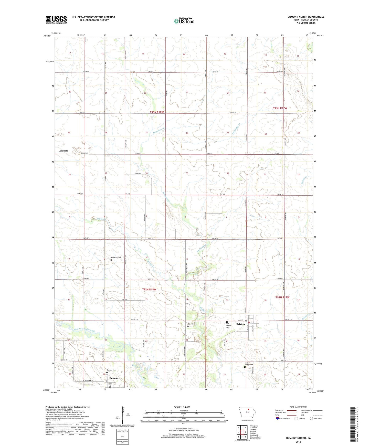Dumont North Iowa US Topo Map Image