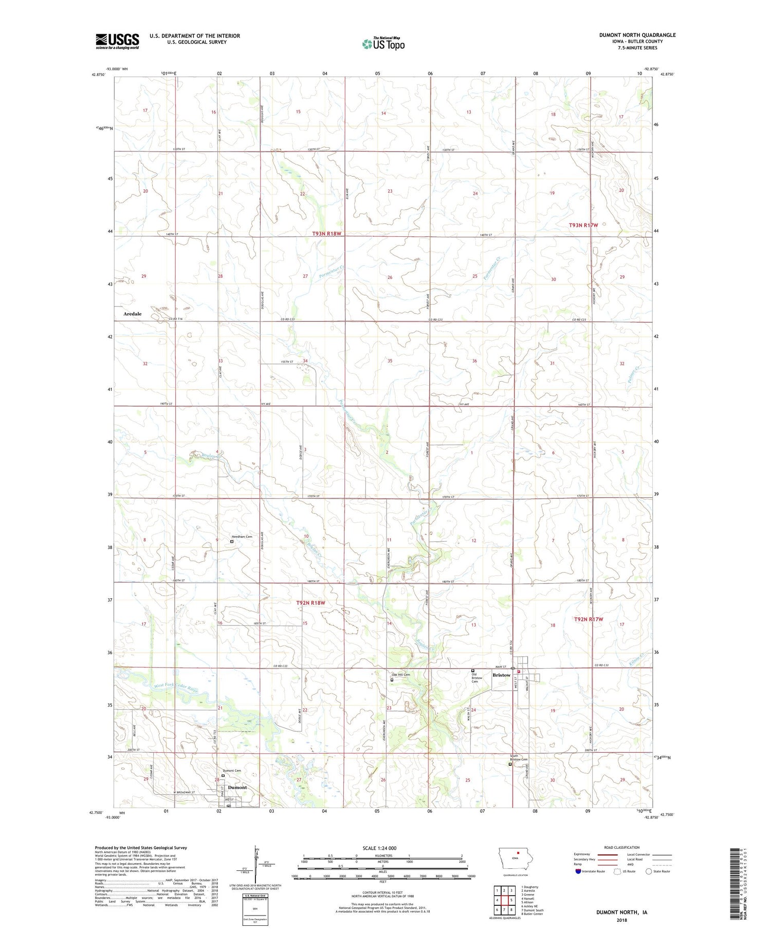 Dumont North Iowa US Topo Map Image