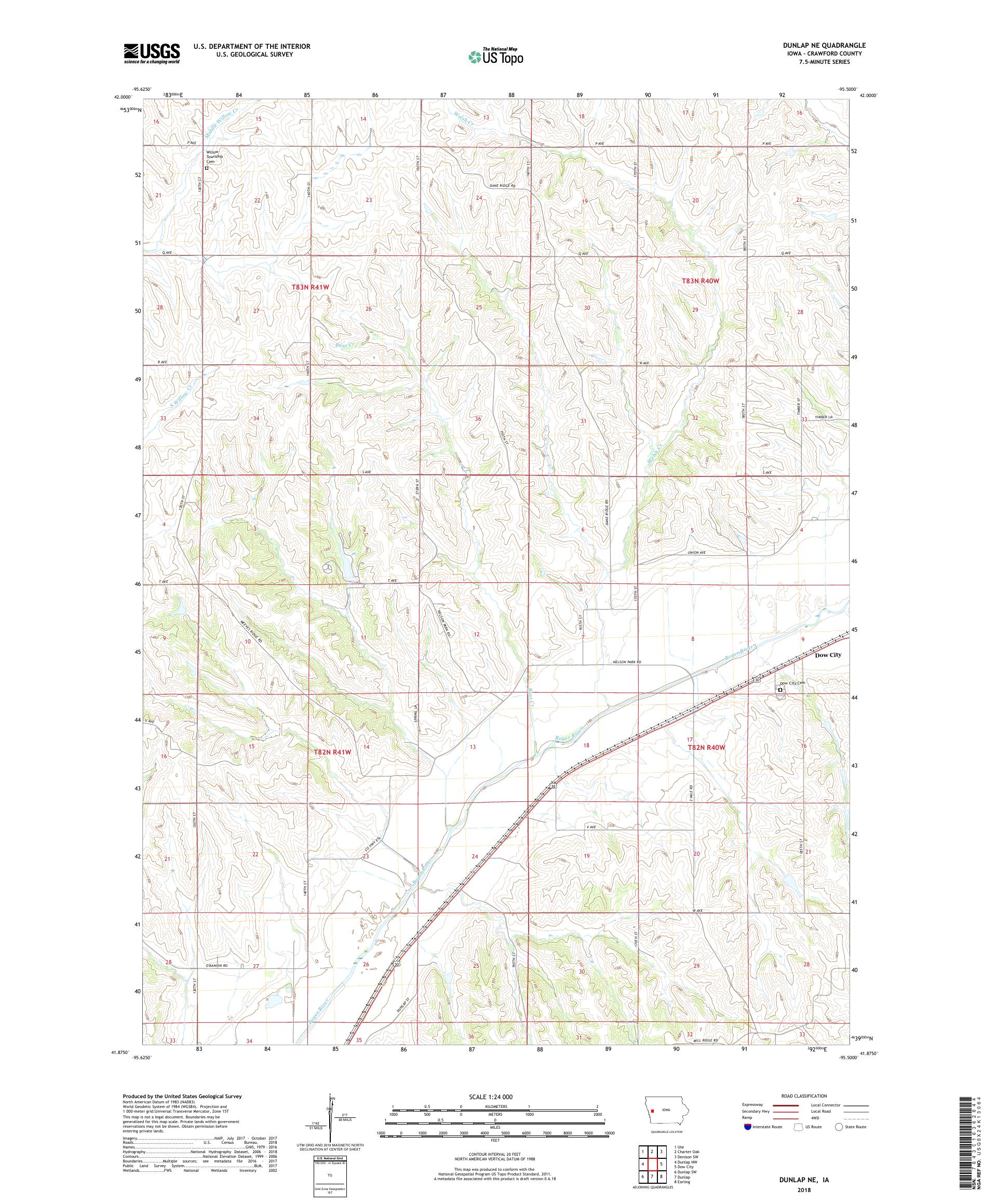 Dunlap NE Iowa US Topo Map – MyTopo Map Store