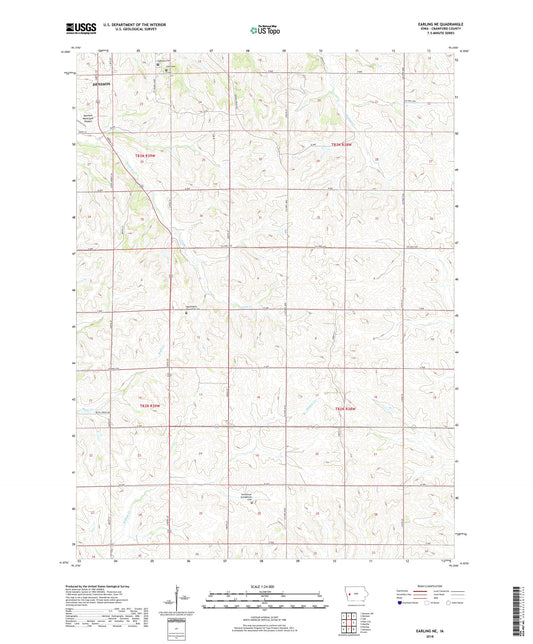 Earling NE Iowa US Topo Map Image