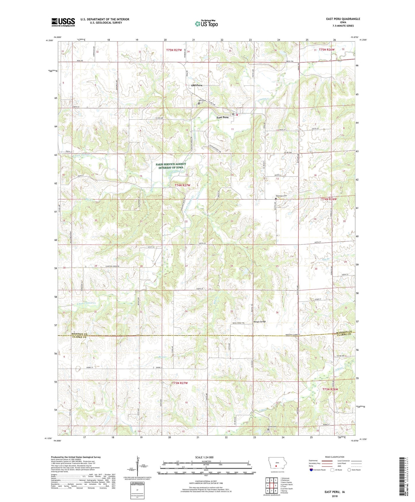 East Peru Iowa US Topo Map Image