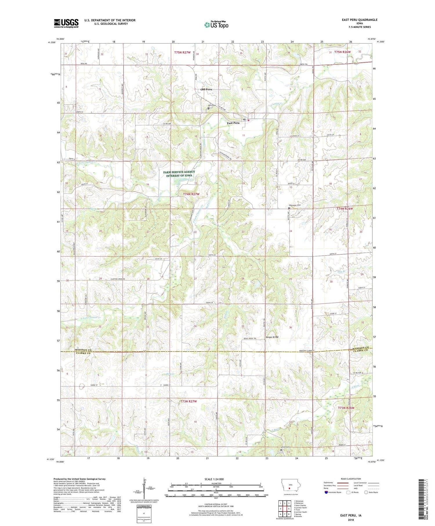 East Peru Iowa US Topo Map Image