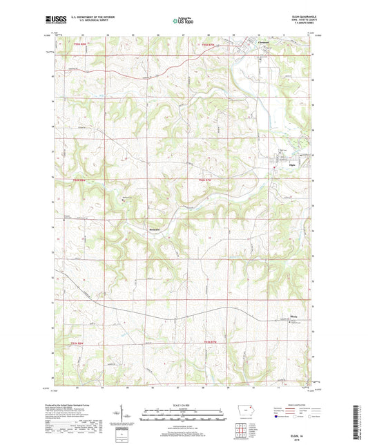 Elgin Iowa US Topo Map Image