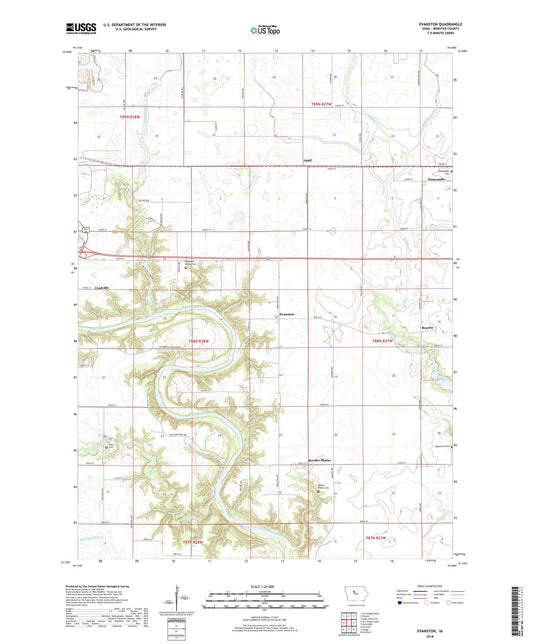 Evanston Iowa US Topo Map Image