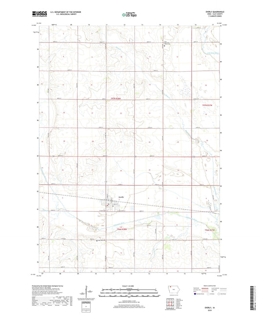 Everly Iowa US Topo Map Image