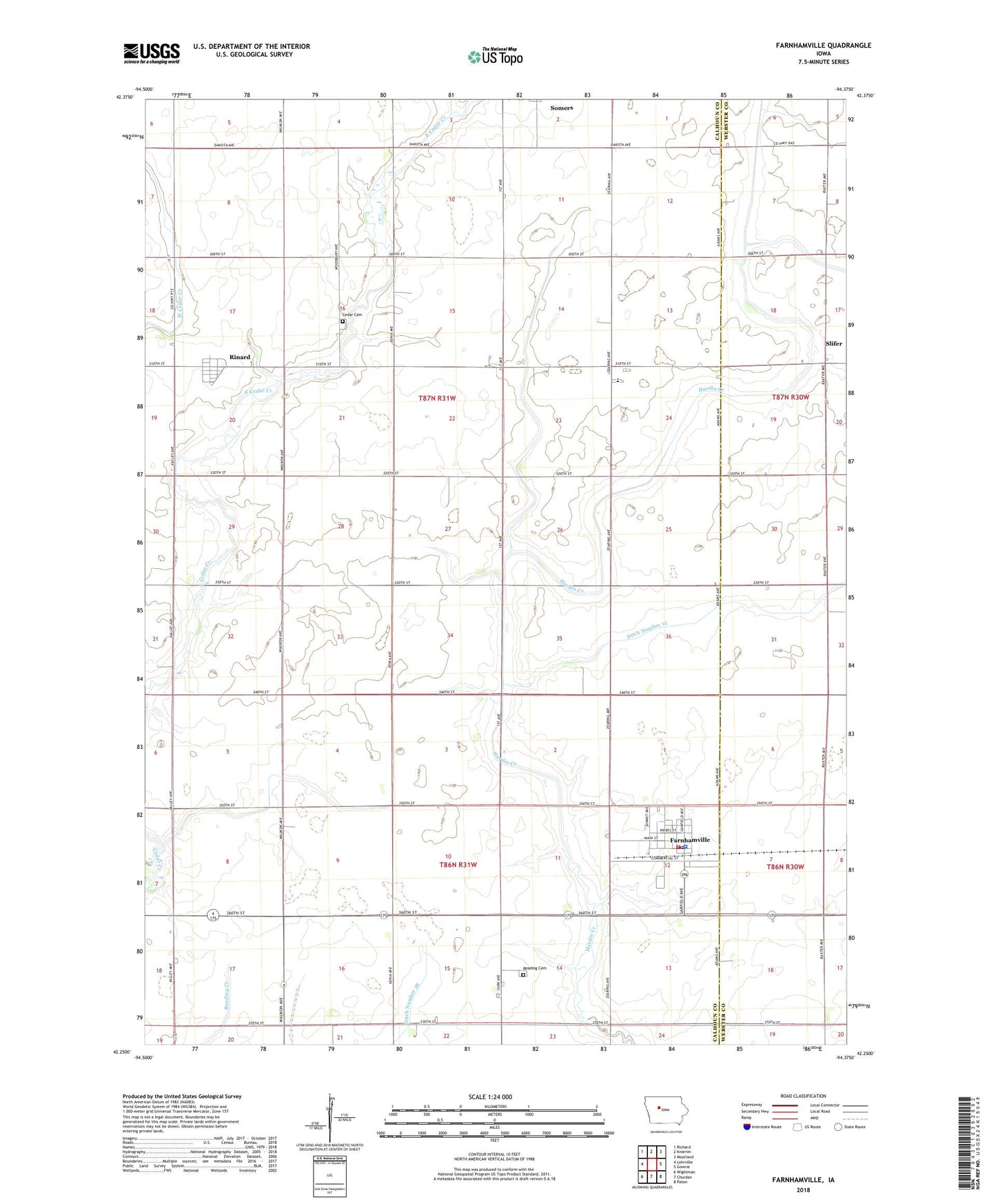 Farnhamville Iowa US Topo Map Image
