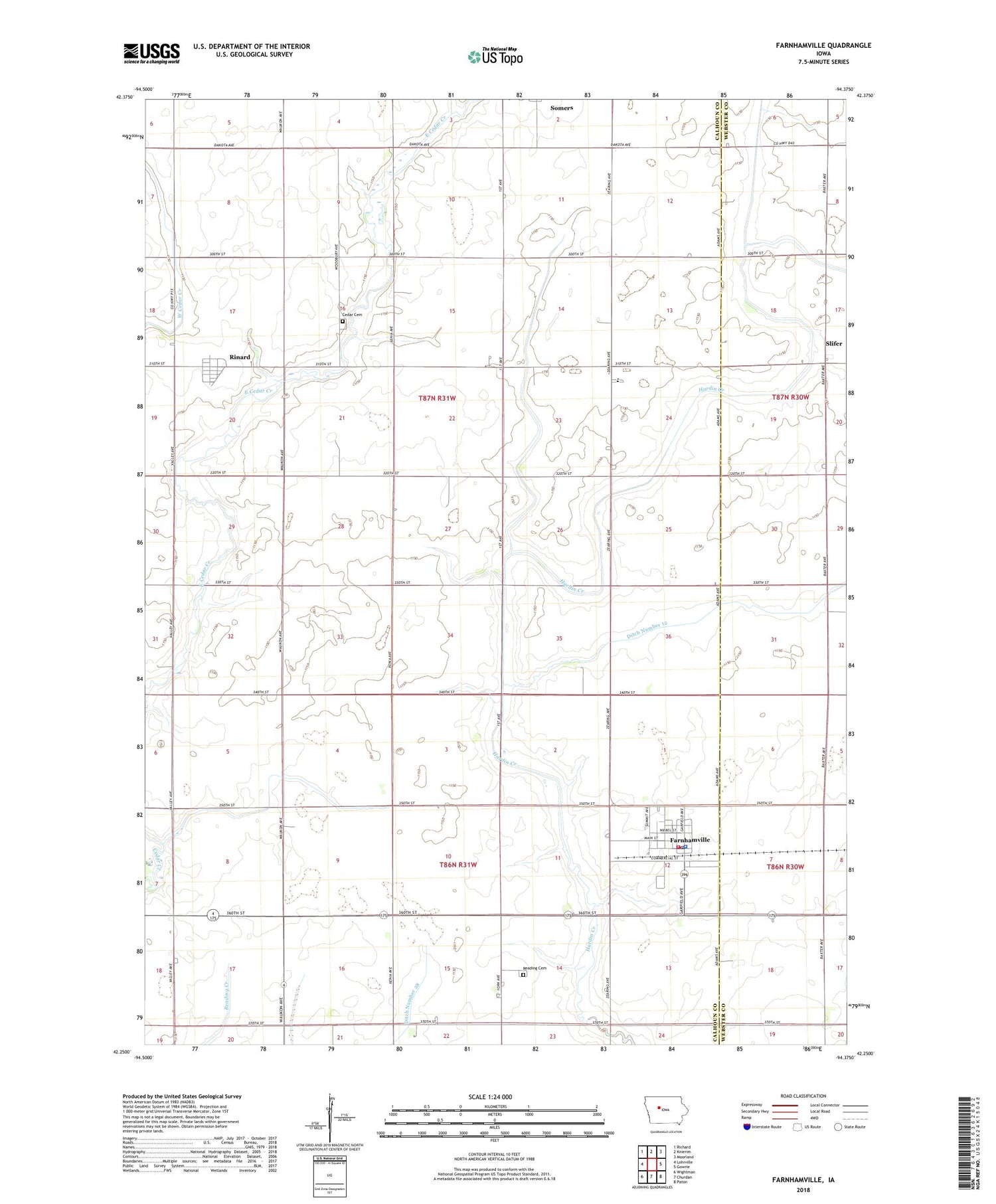 Farnhamville Iowa US Topo Map Image