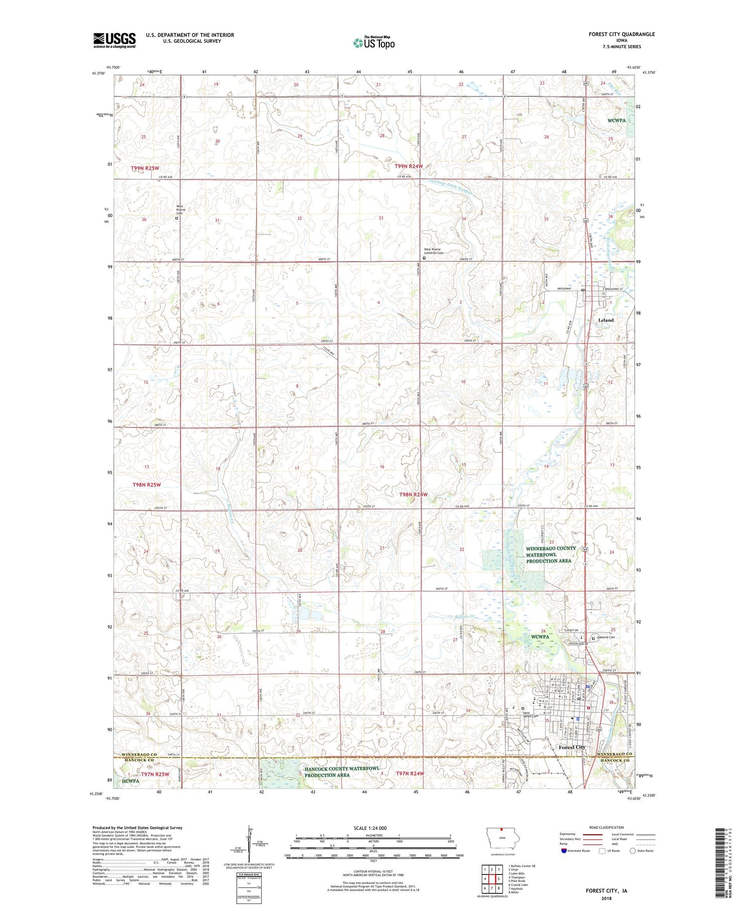 Forest City Iowa US Topo Map Image