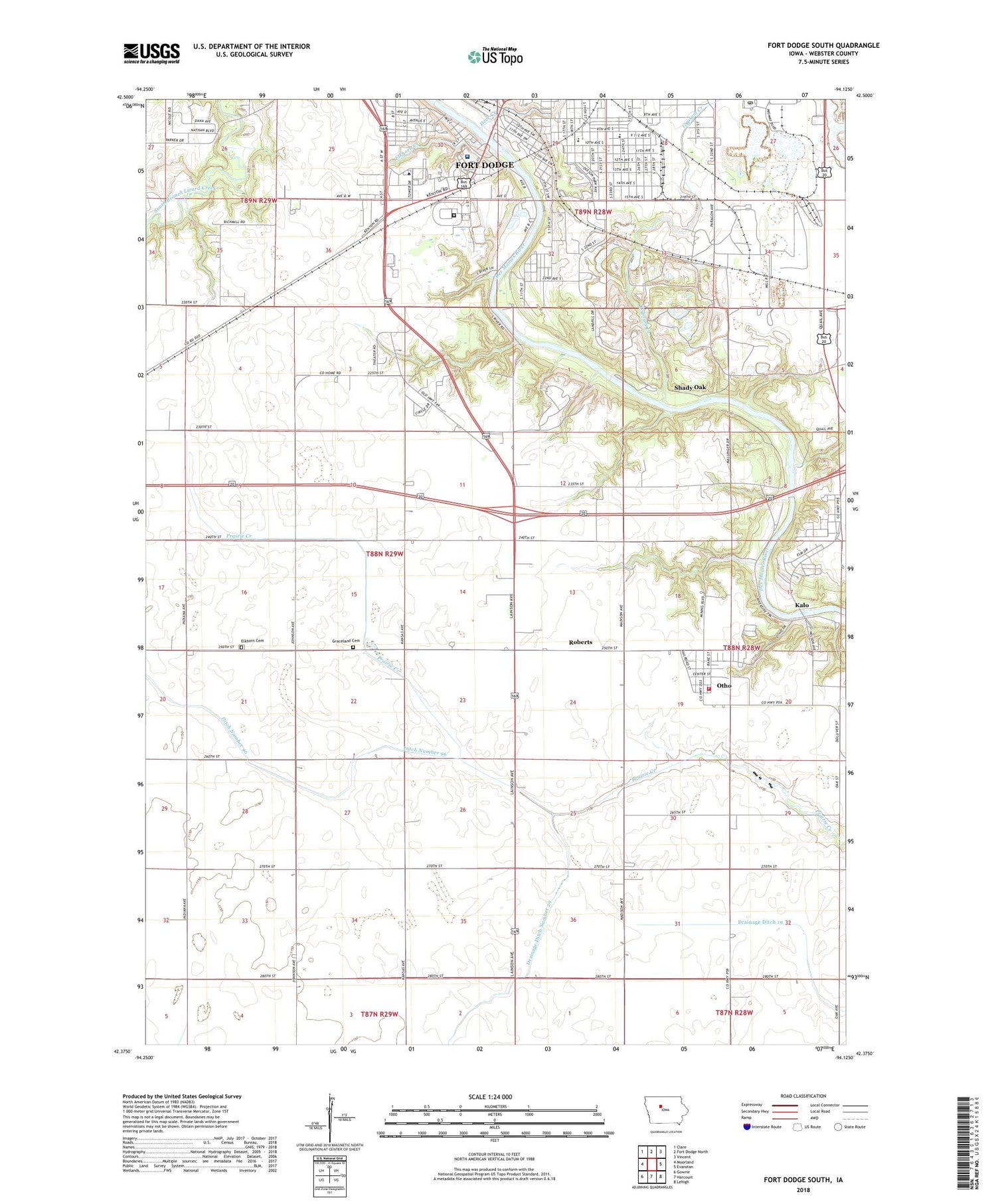 Fort Dodge South Iowa US Topo Map Image