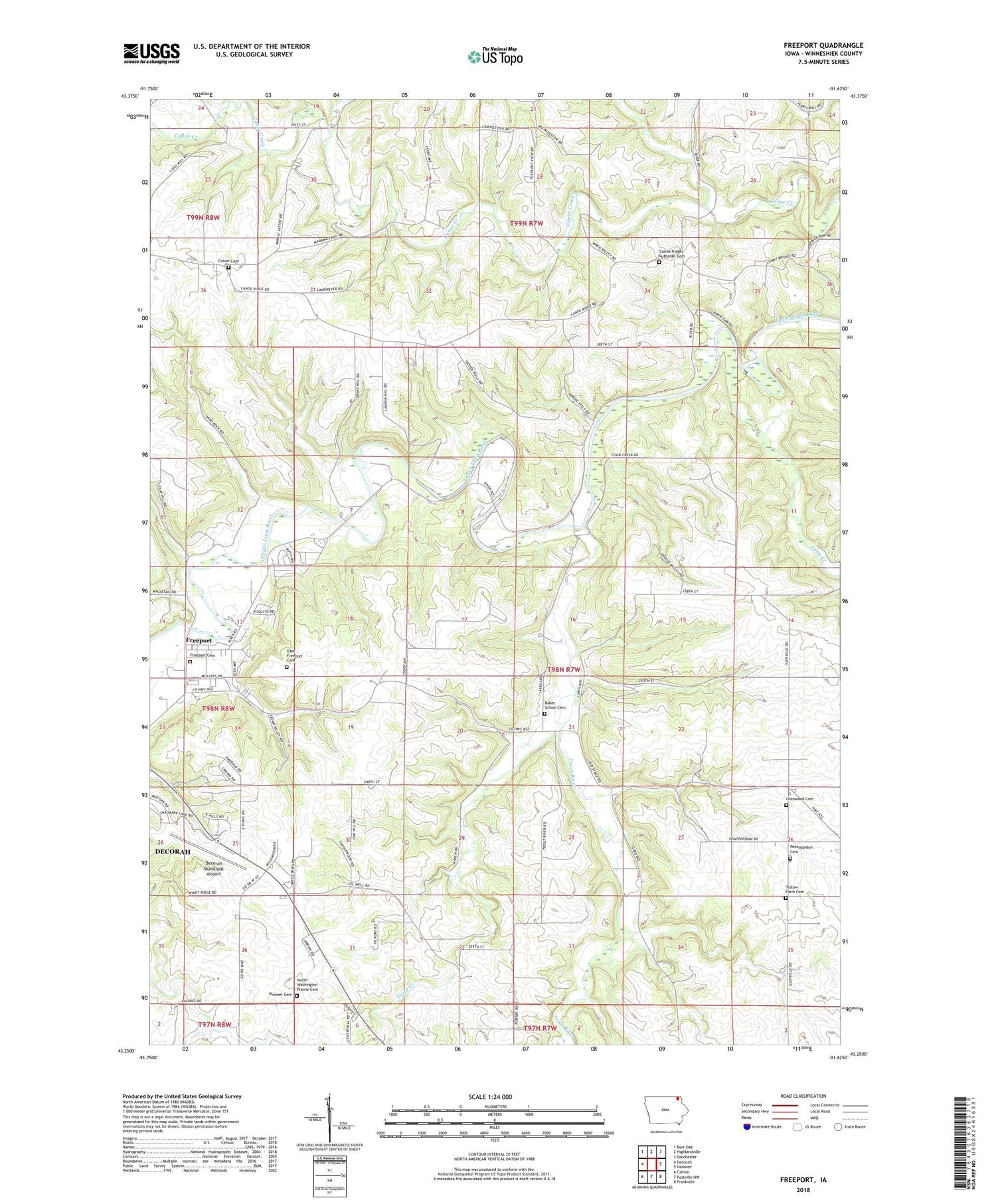 Freeport Iowa US Topo Map Image