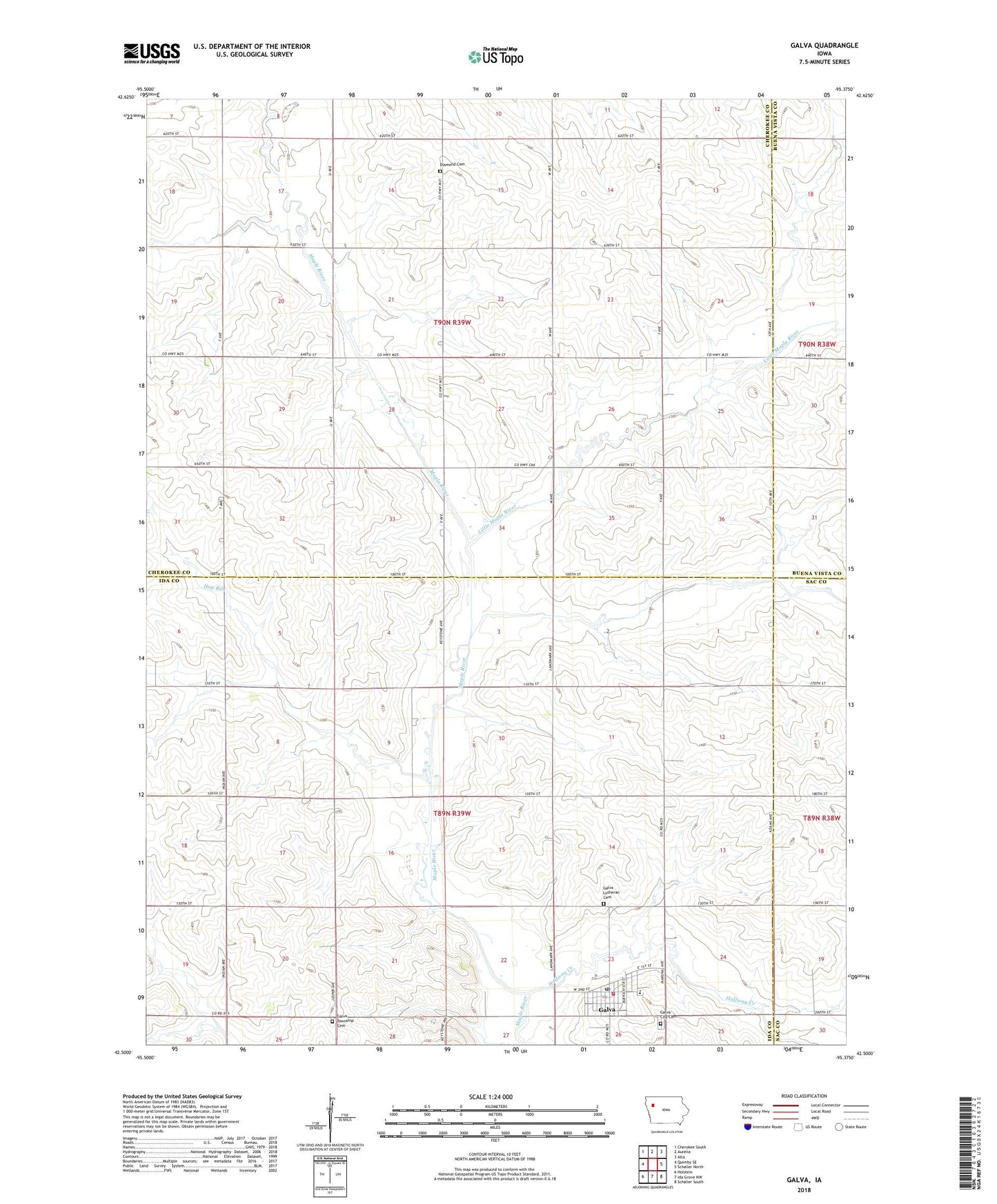 Galva Iowa US Topo Map Image