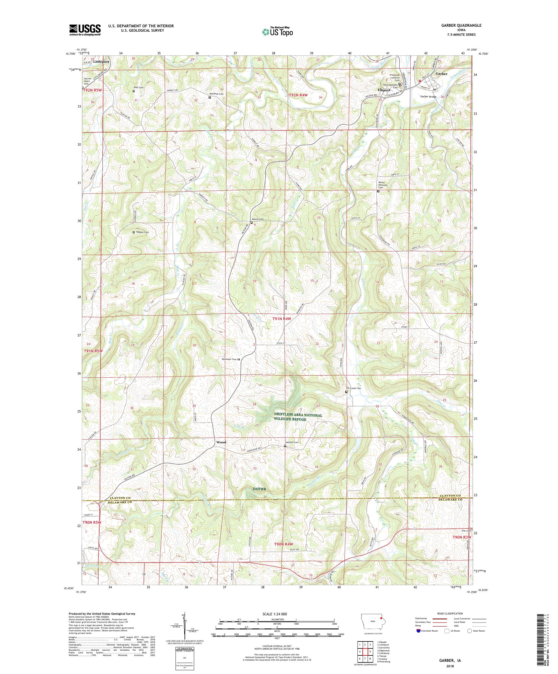 Garber Iowa US Topo Map – MyTopo Map Store