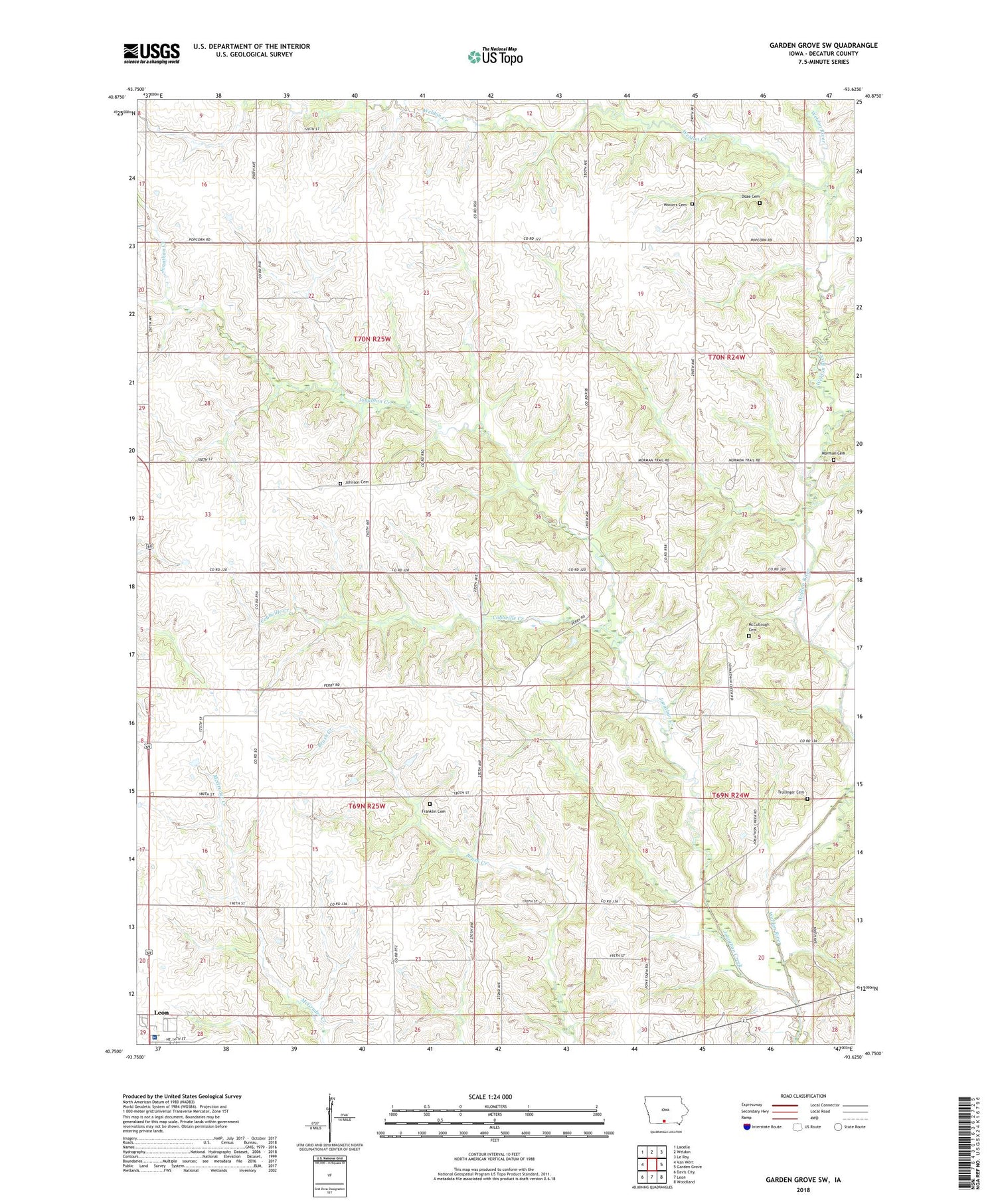 Garden Grove SW Iowa US Topo Map Image