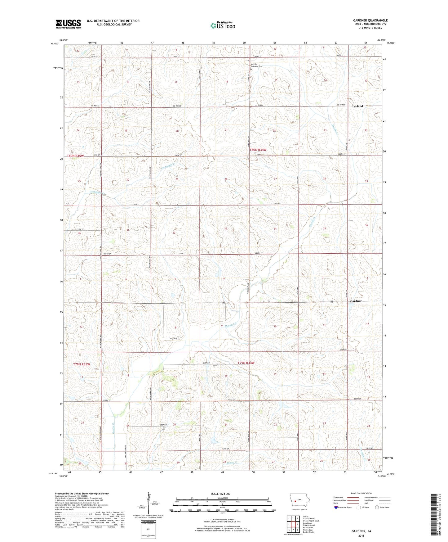 Gardner Iowa US Topo Map Image