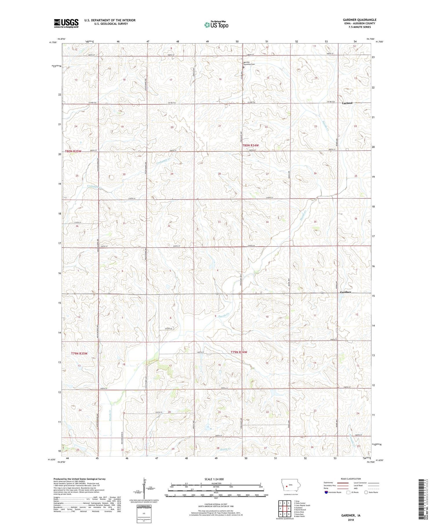 Gardner Iowa US Topo Map Image