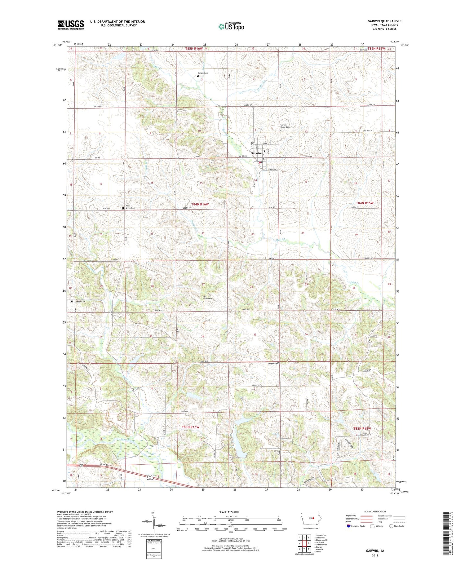 Garwin Iowa US Topo Map Image