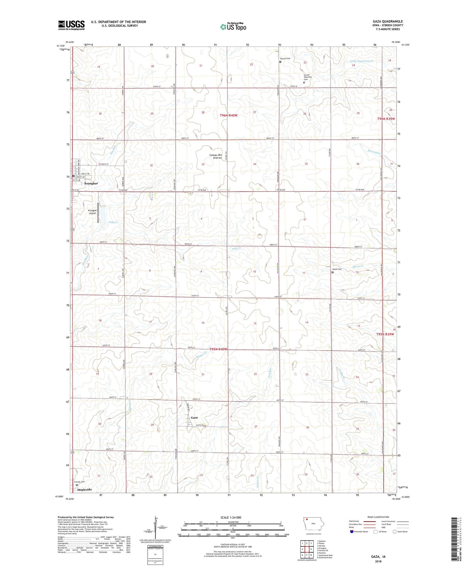 Gaza Iowa US Topo Map Image