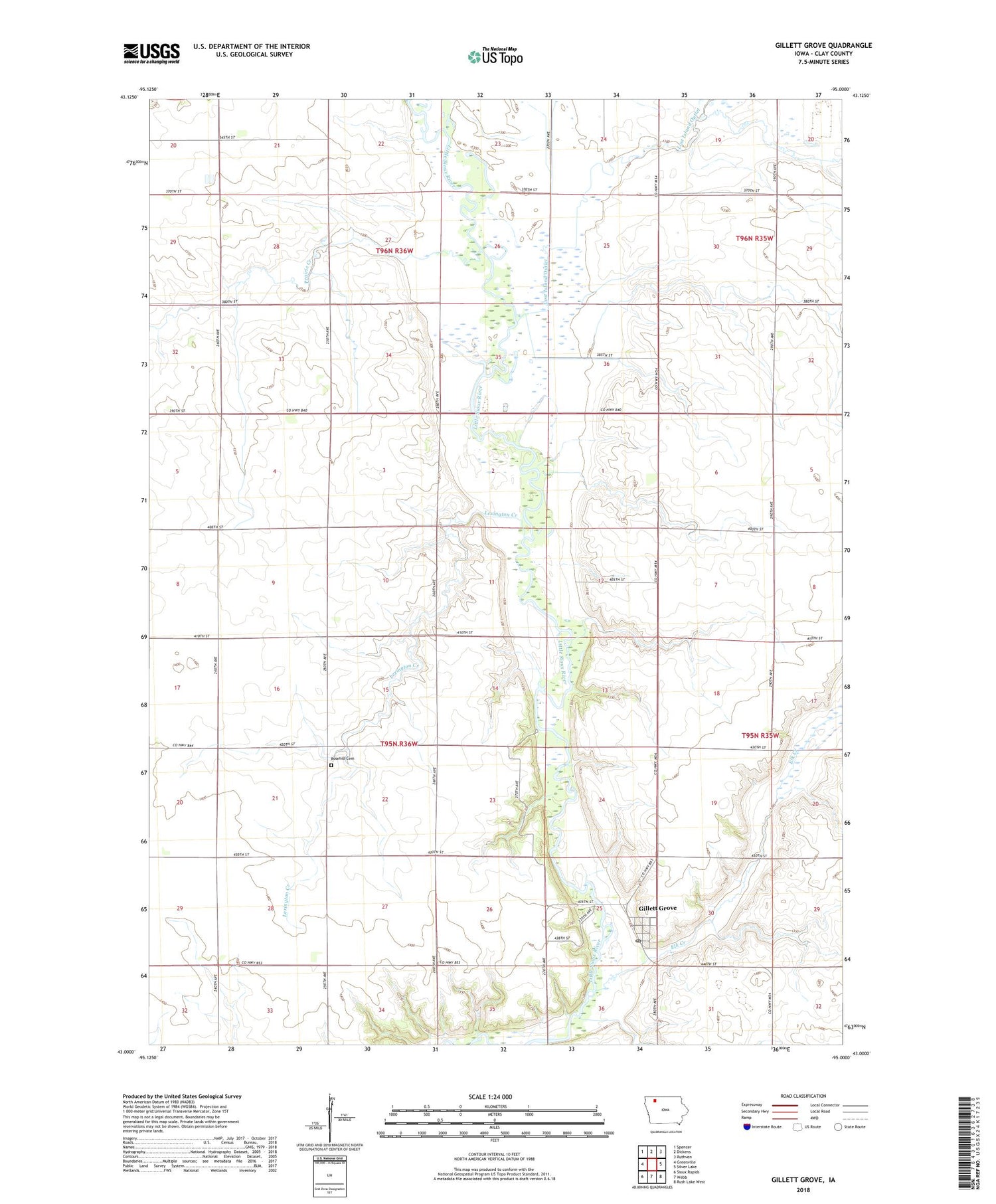 Gillett Grove Iowa US Topo Map Image