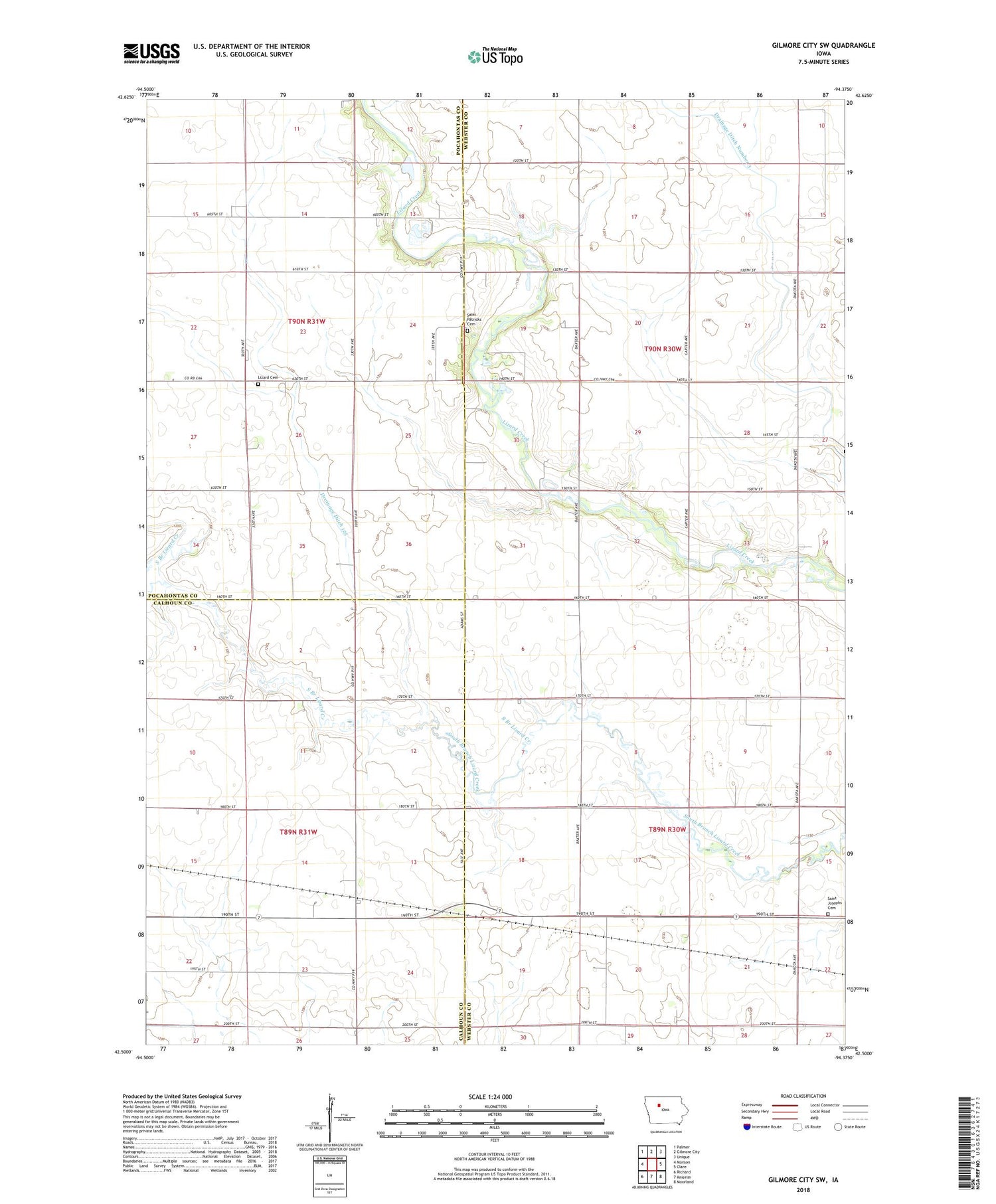 Gilmore City SW Iowa US Topo Map Image