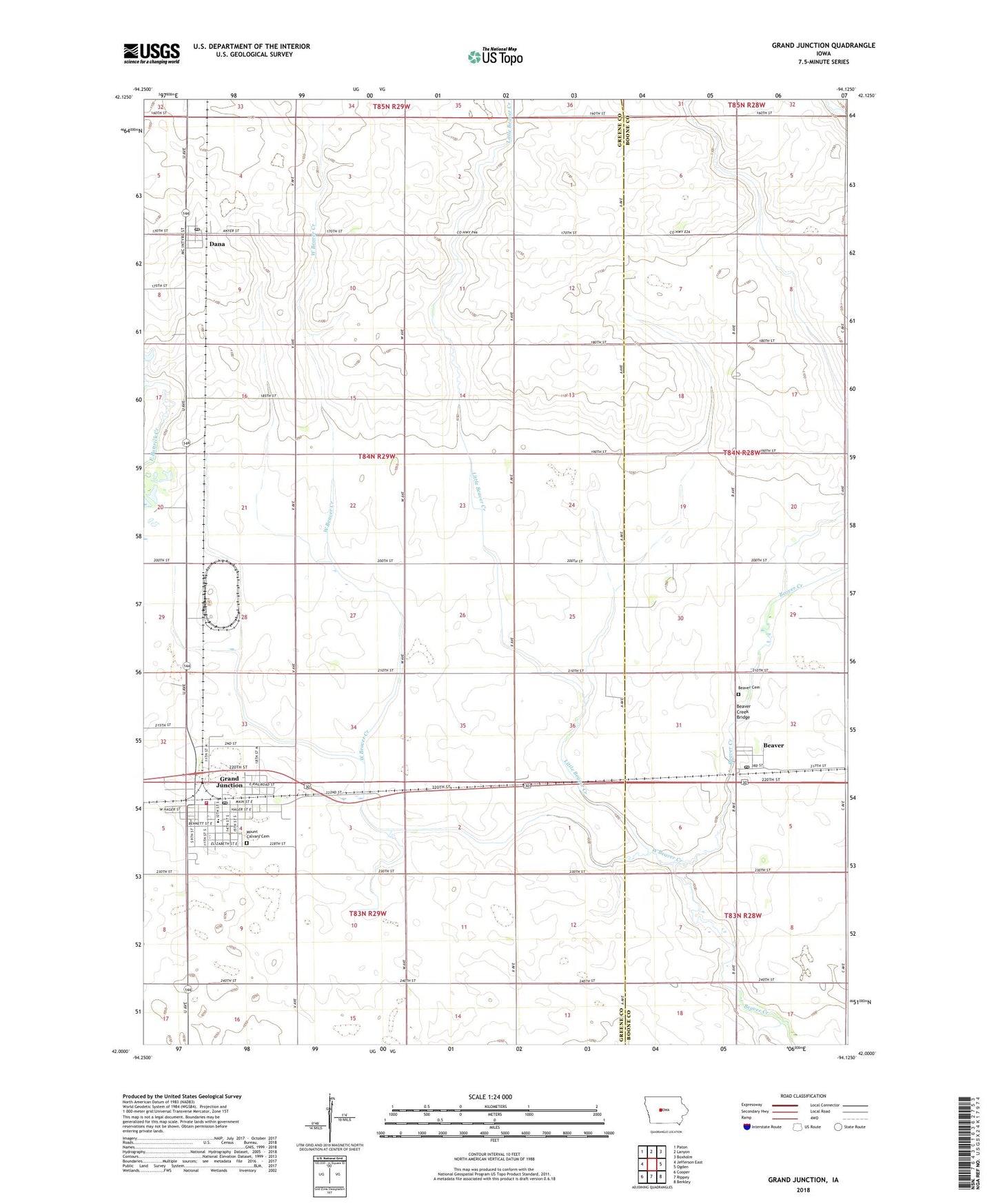 Grand Junction Iowa US Topo Map Image
