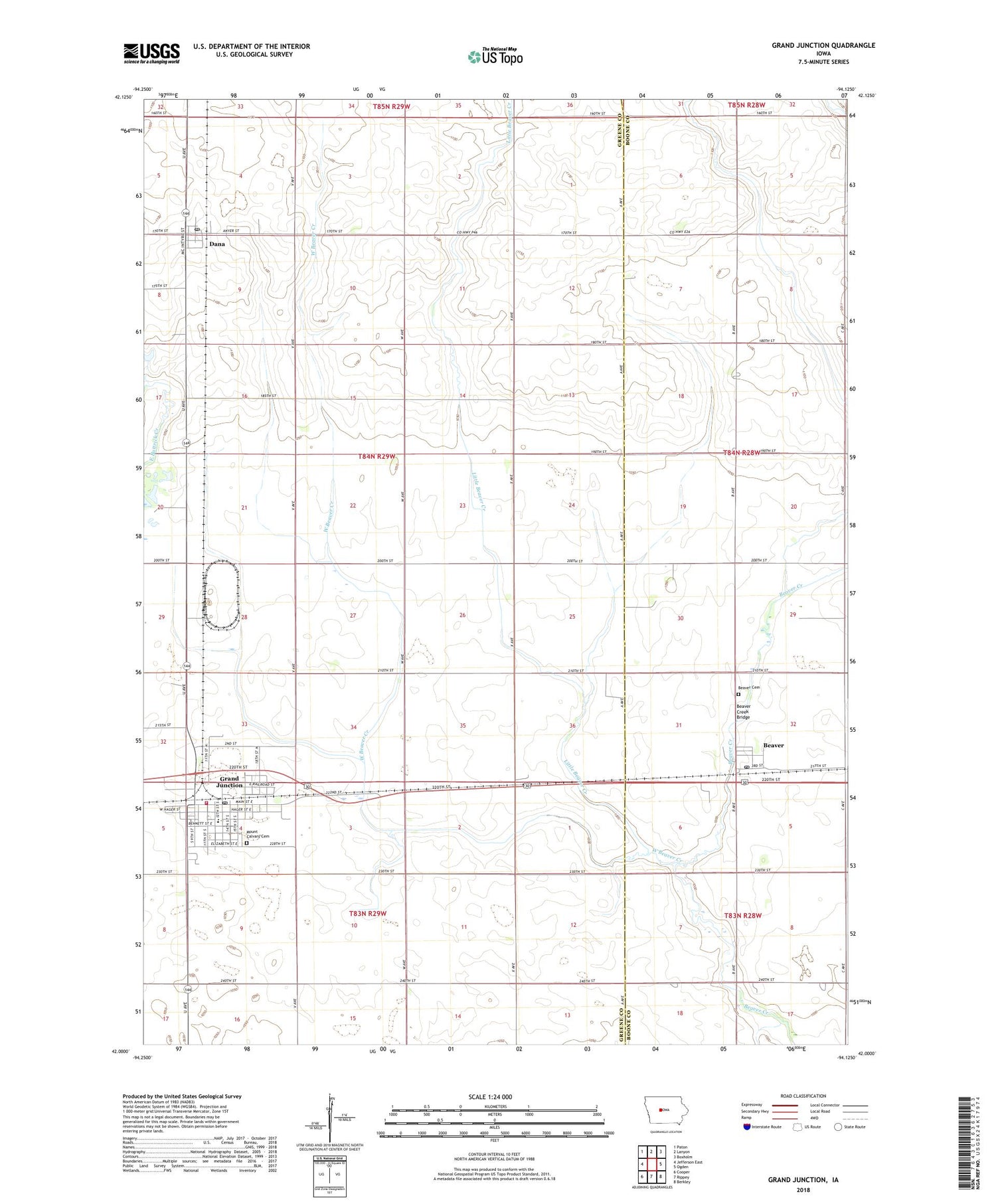 Grand Junction Iowa US Topo Map Image