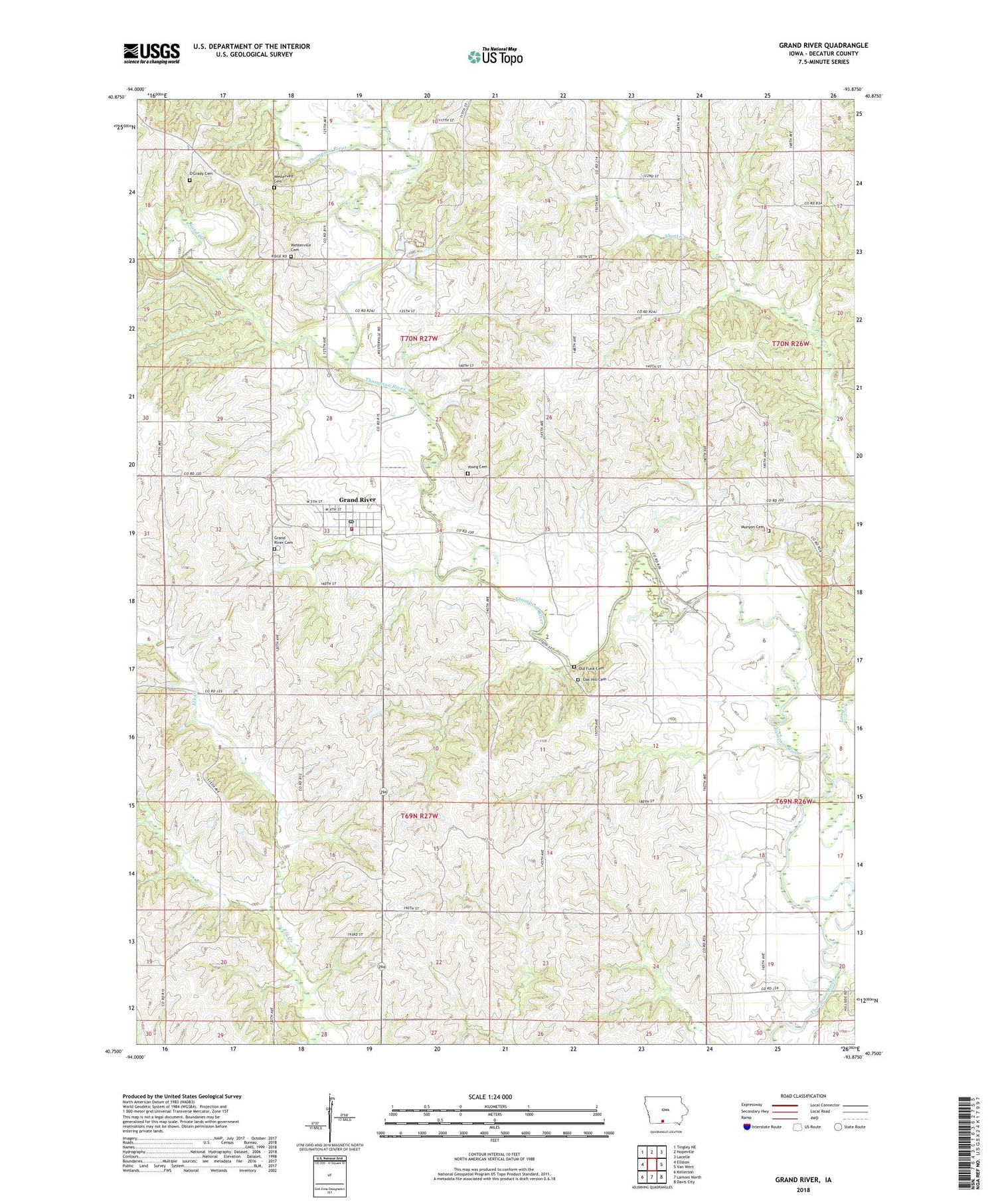 Grand River Iowa US Topo Map Image