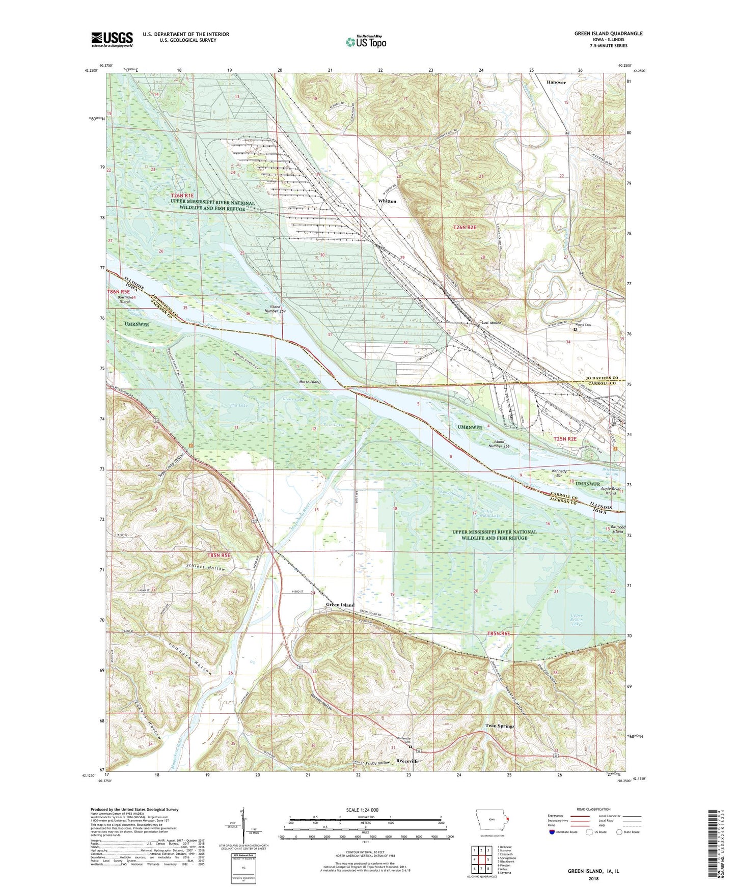 Green Island Iowa US Topo Map Image