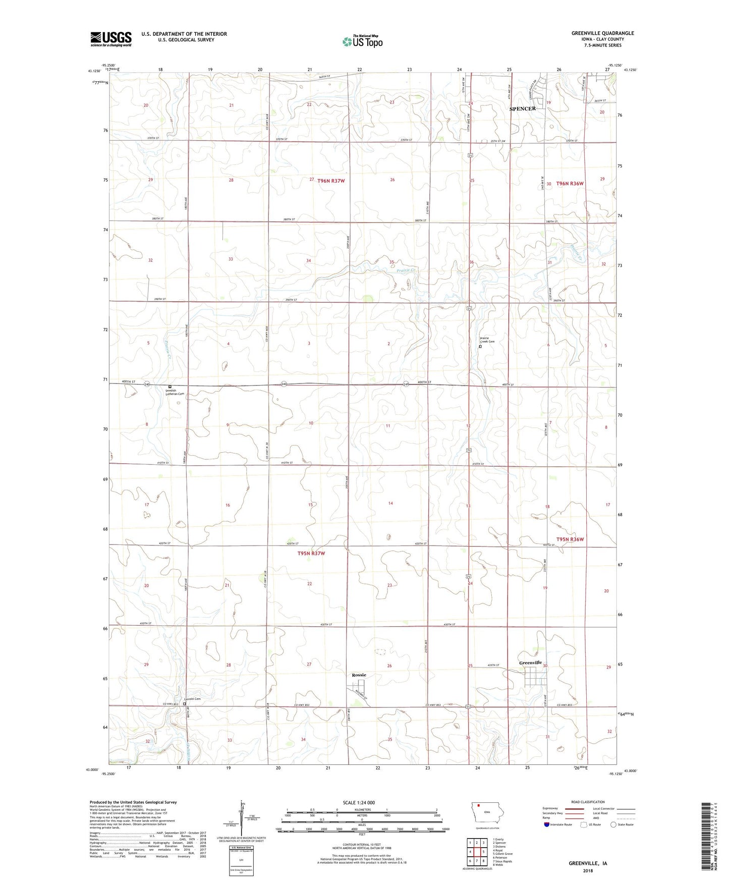 Greenville Iowa US Topo Map Image
